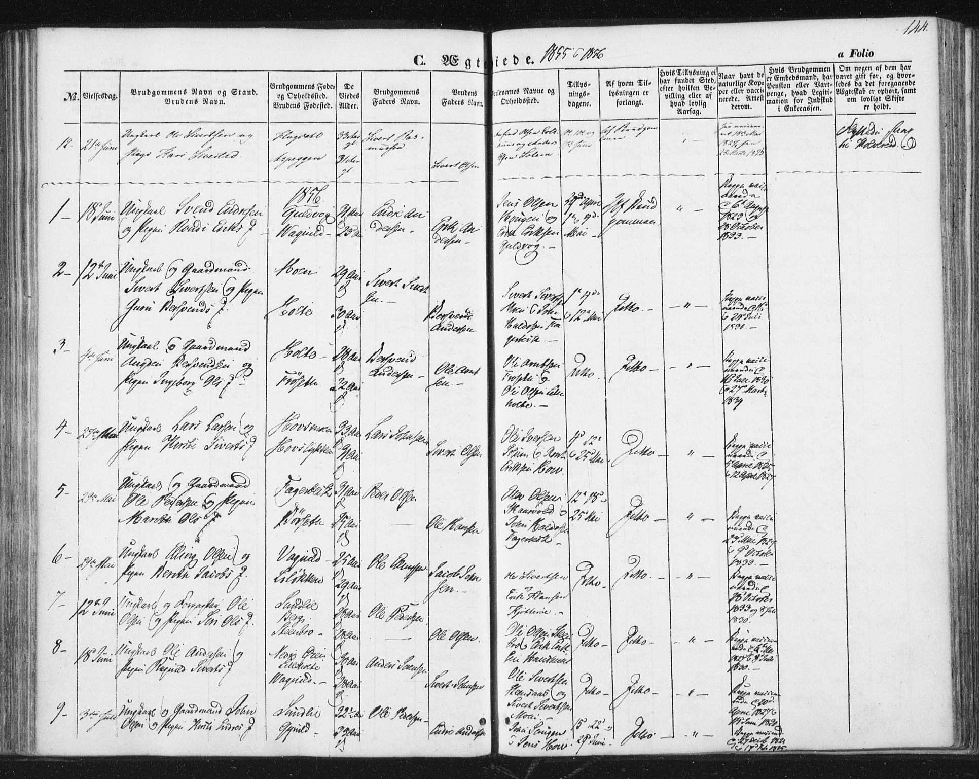 Ministerialprotokoller, klokkerbøker og fødselsregistre - Sør-Trøndelag, SAT/A-1456/689/L1038: Ministerialbok nr. 689A03, 1848-1872, s. 144