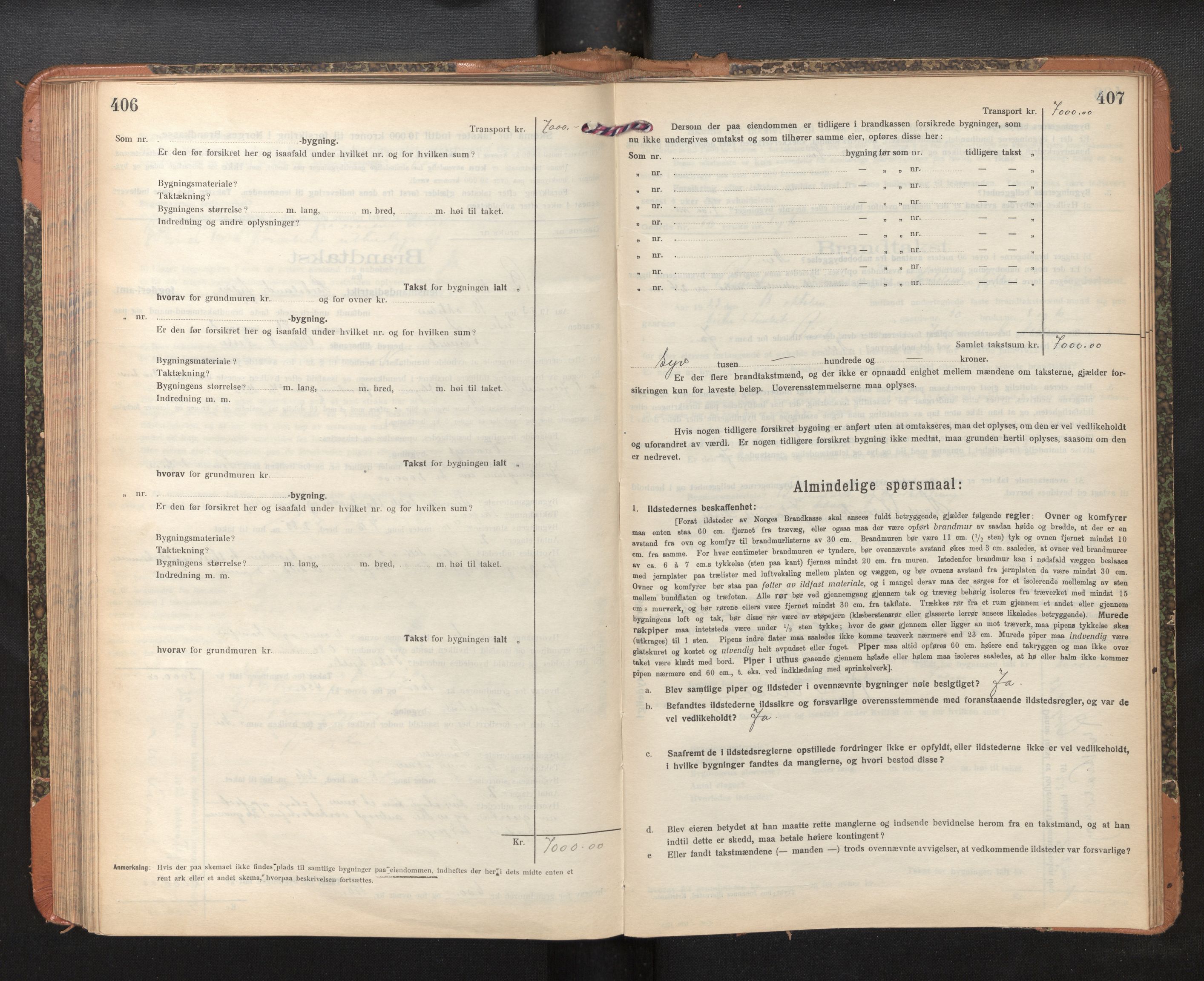 Lensmannen i Bruvik, SAB/A-31301/0012/L0009: Branntakstprotokoll, skjematakst, 1918-1925, s. 406-407