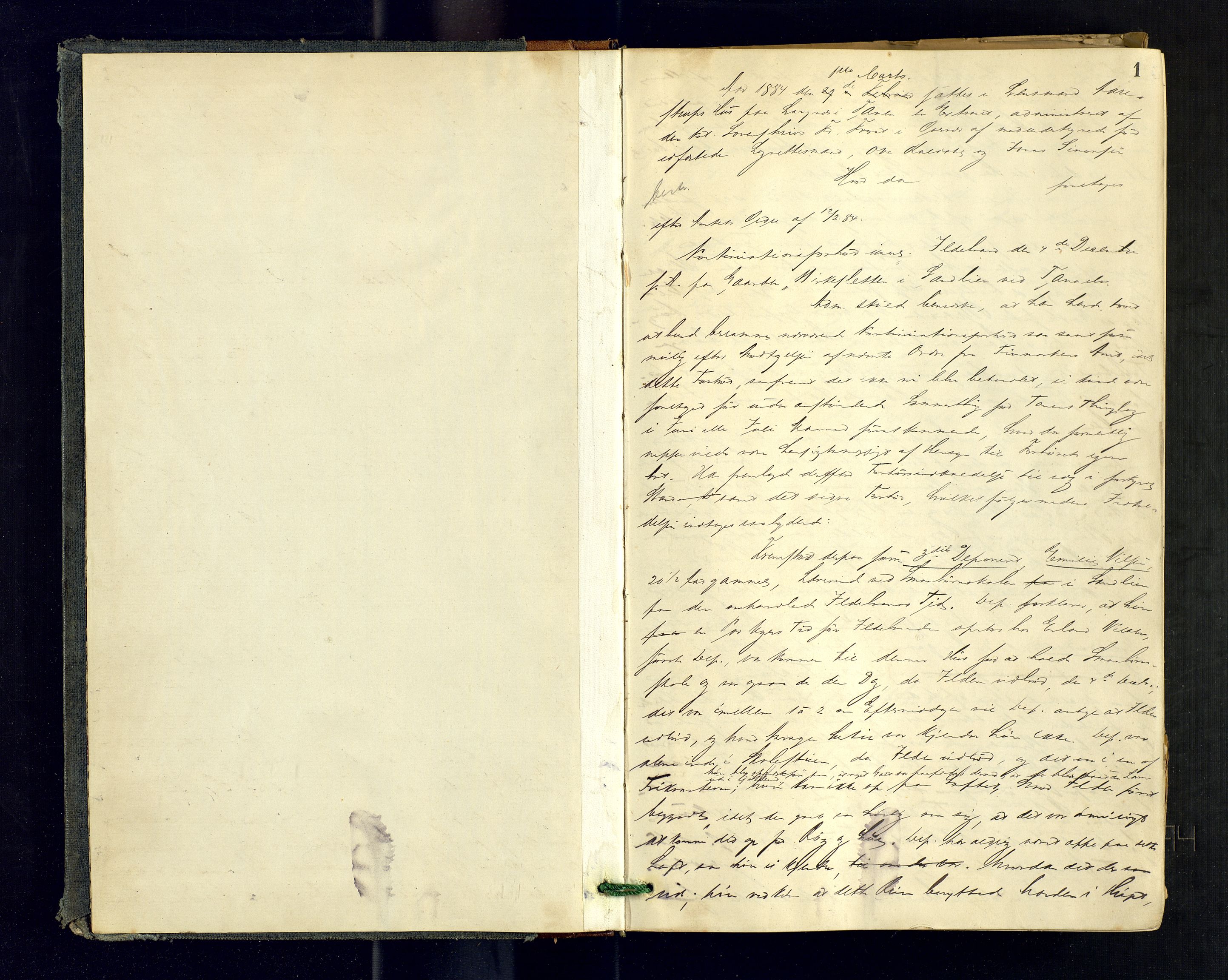 Tana fogderi/sorenskriveri, AV/SATØ-S-0058/H/Ha/Hab/L0112: Ekstrarettsprotokoller. Med register., 1884-1892, s. 1