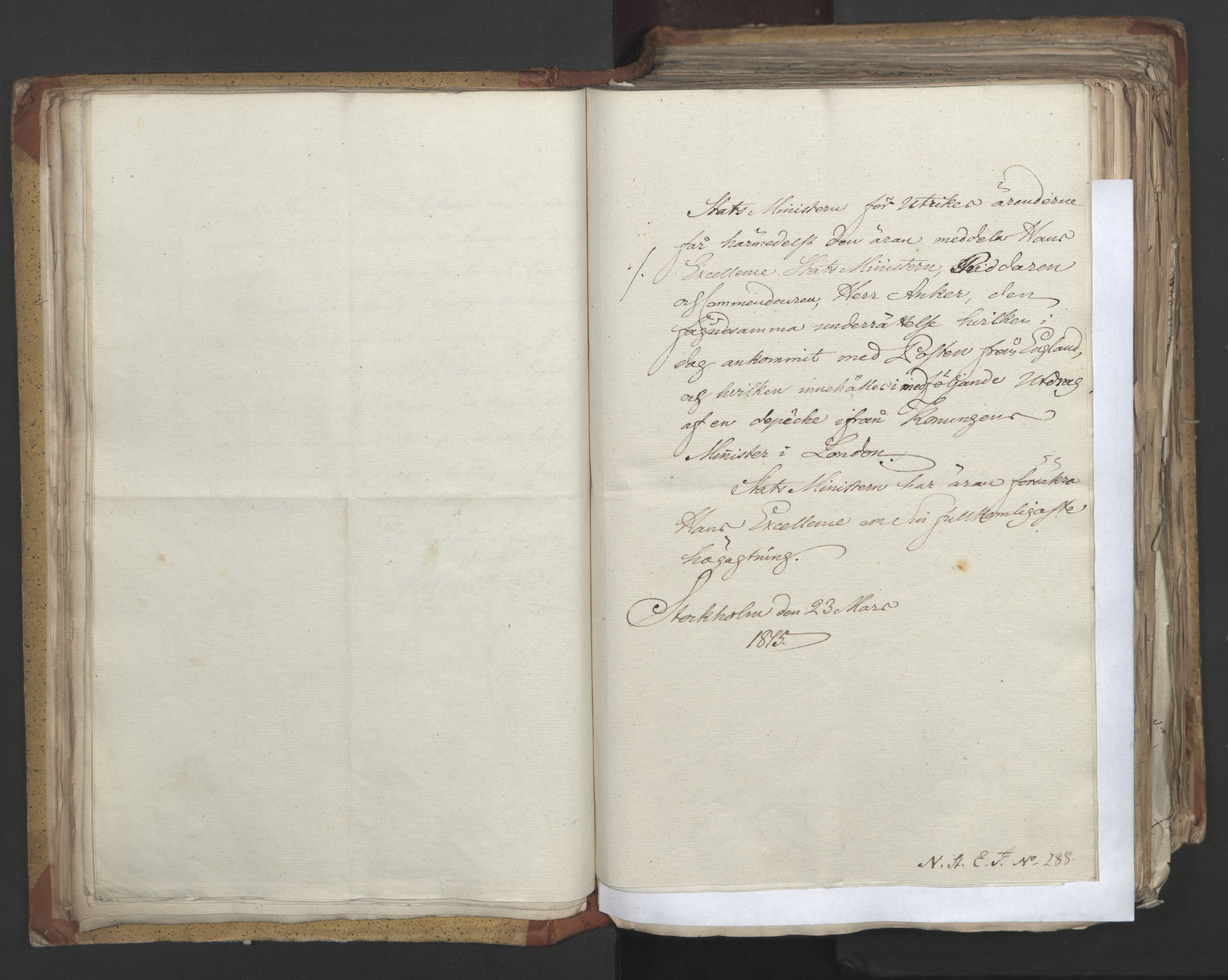 Statsrådsavdelingen i Stockholm, AV/RA-S-1003/D/Da/L0002: Regjeringsinnstillinger nr. 263-518, 1815, s. 60