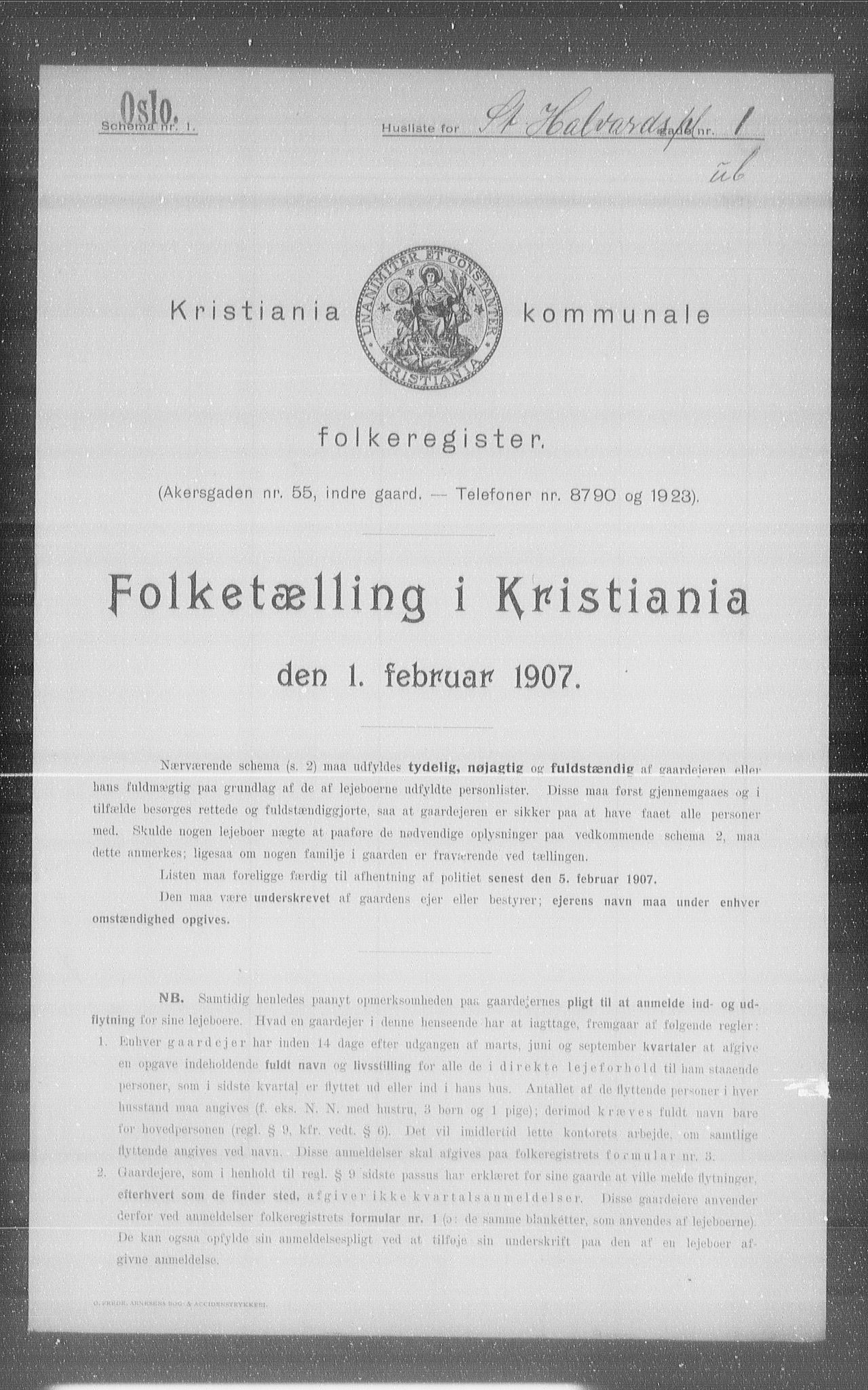 OBA, Kommunal folketelling 1.2.1907 for Kristiania kjøpstad, 1907, s. 44972