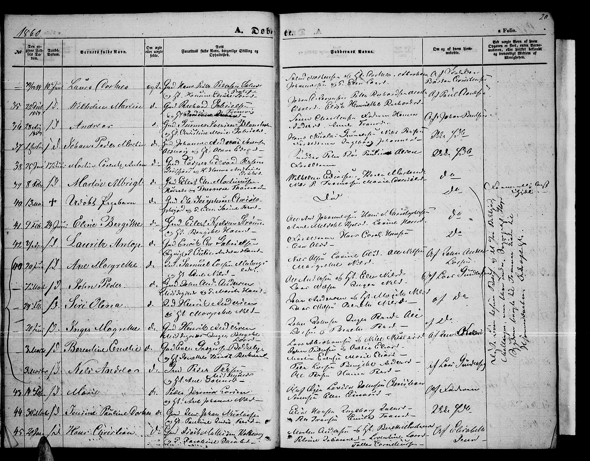 Tromsøysund sokneprestkontor, AV/SATØ-S-1304/G/Gb/L0001klokker: Klokkerbok nr. 1, 1857-1869, s. 20