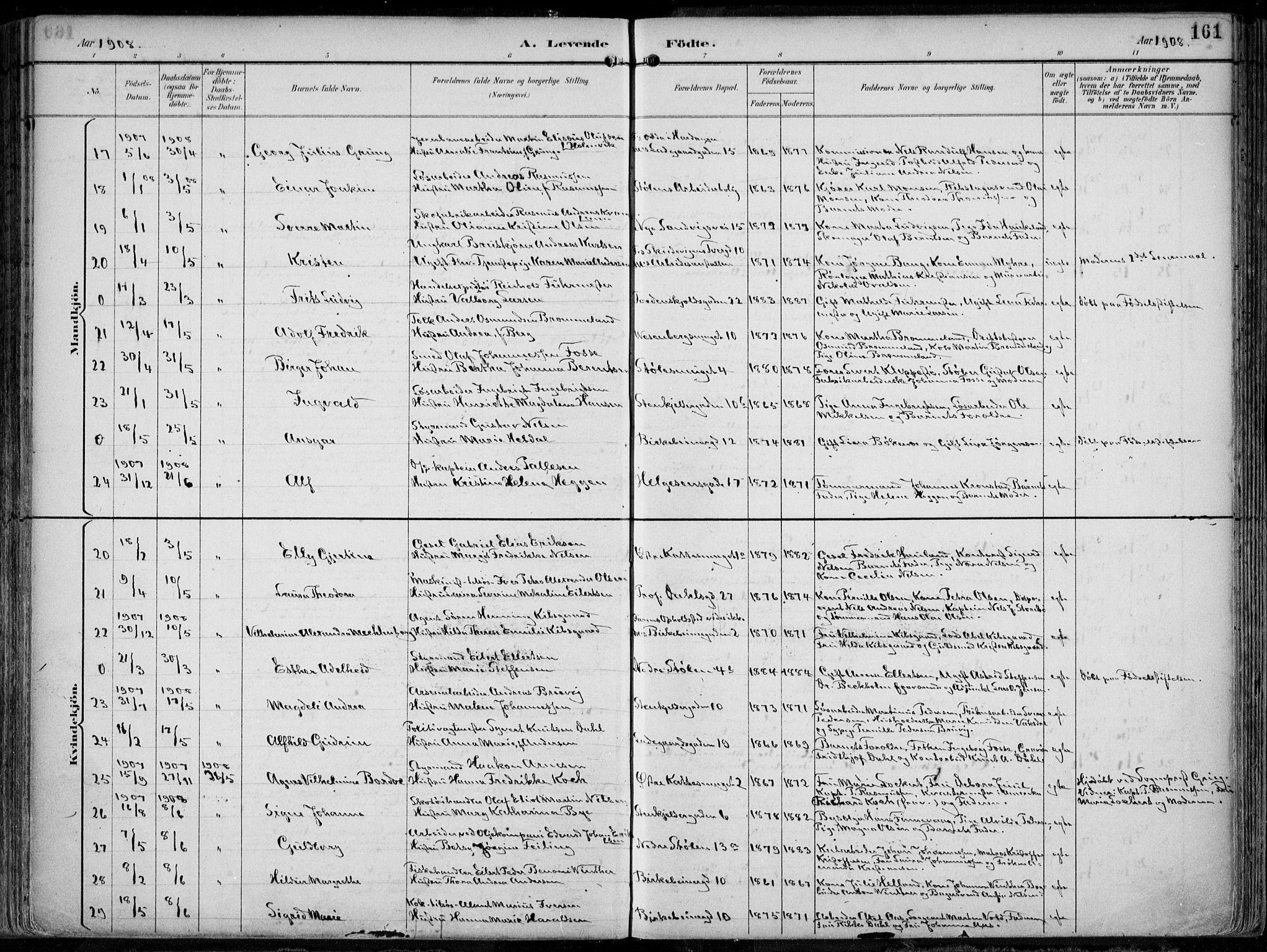 Mariakirken Sokneprestembete, AV/SAB-A-76901/H/Hab/L0005: Klokkerbok nr. A 5, 1893-1913, s. 161