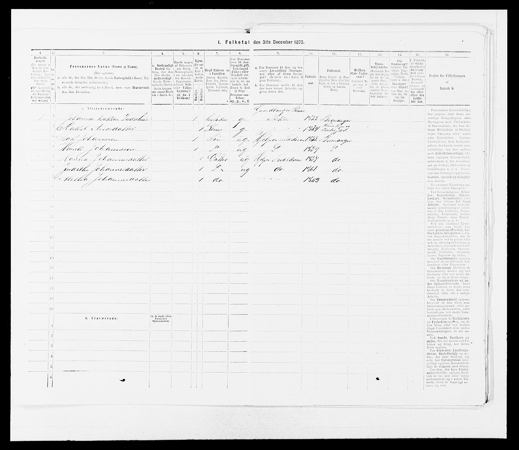 SAB, Folketelling 1875 for 1438P Bremanger prestegjeld, 1875, s. 526