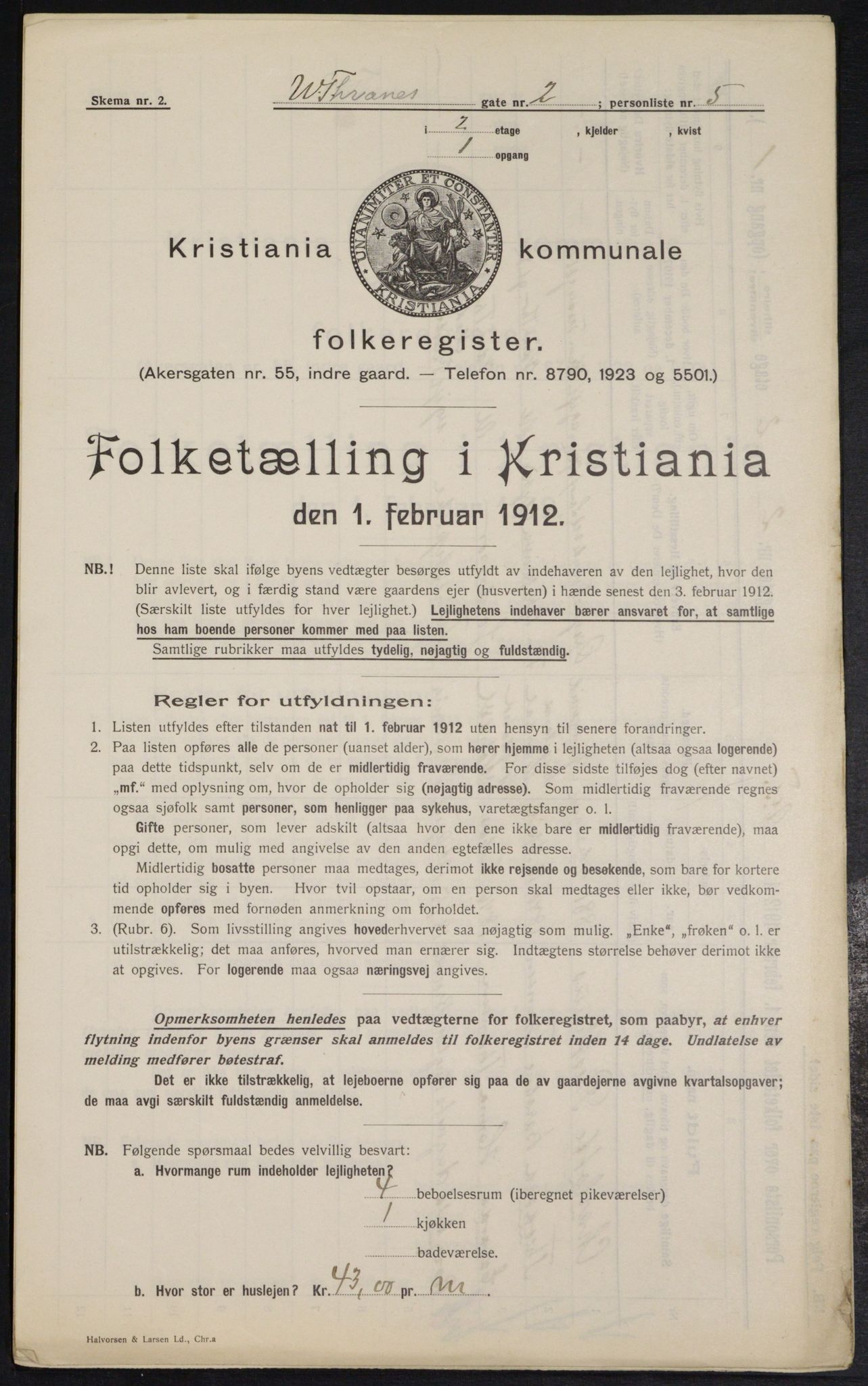 OBA, Kommunal folketelling 1.2.1912 for Kristiania, 1912, s. 126212