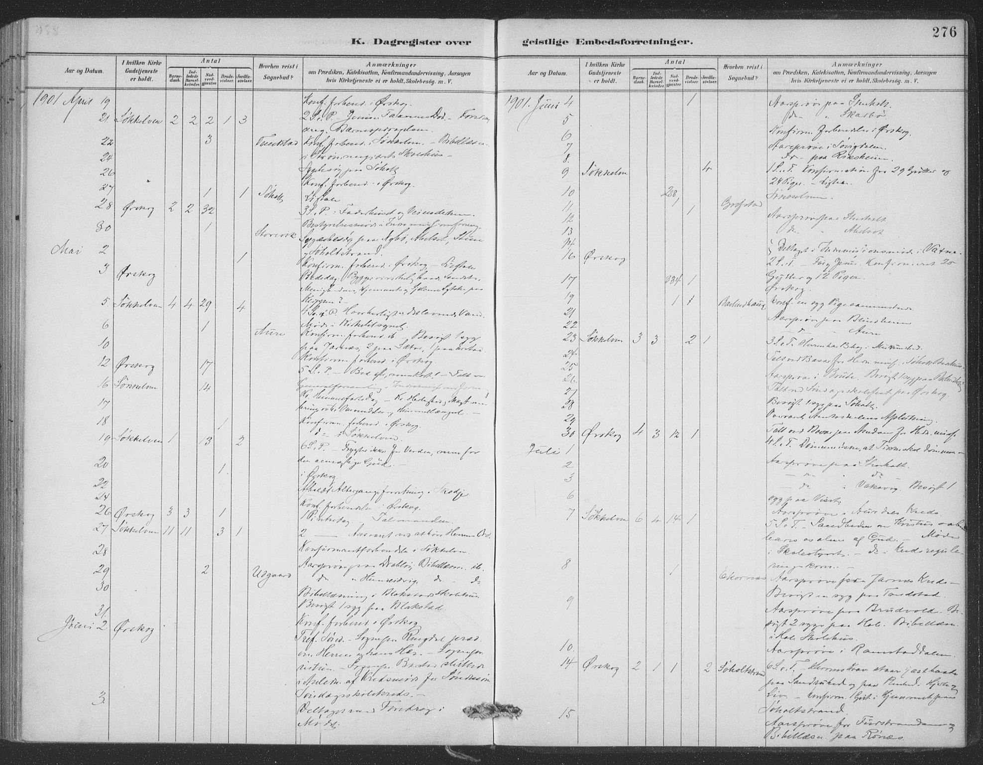 Ministerialprotokoller, klokkerbøker og fødselsregistre - Møre og Romsdal, AV/SAT-A-1454/522/L0316: Ministerialbok nr. 522A11, 1890-1911, s. 276