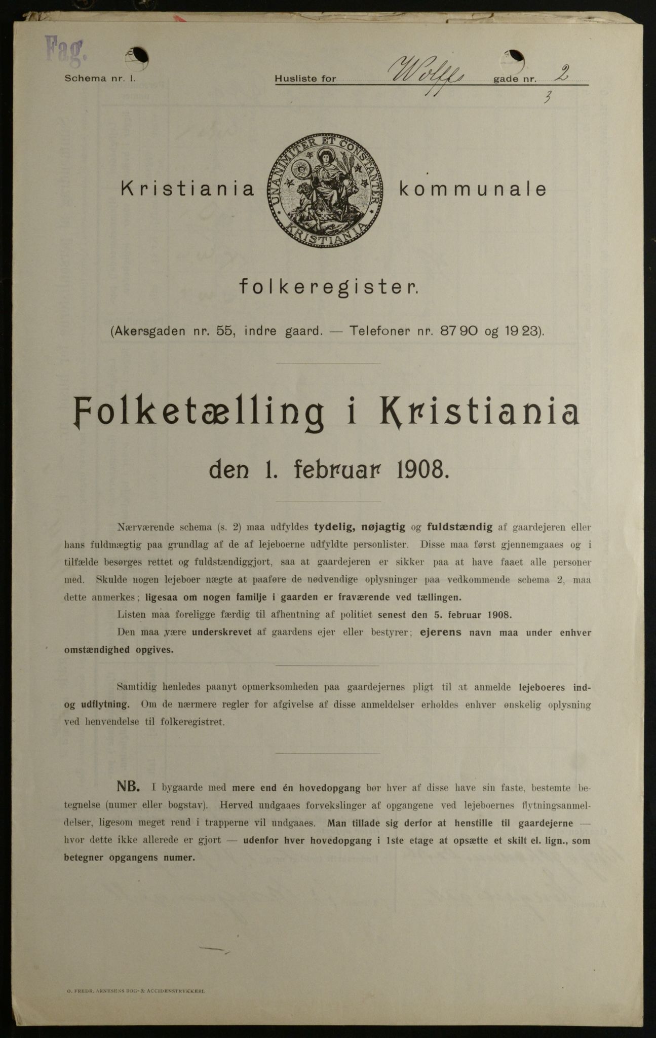 OBA, Kommunal folketelling 1.2.1908 for Kristiania kjøpstad, 1908, s. 115370