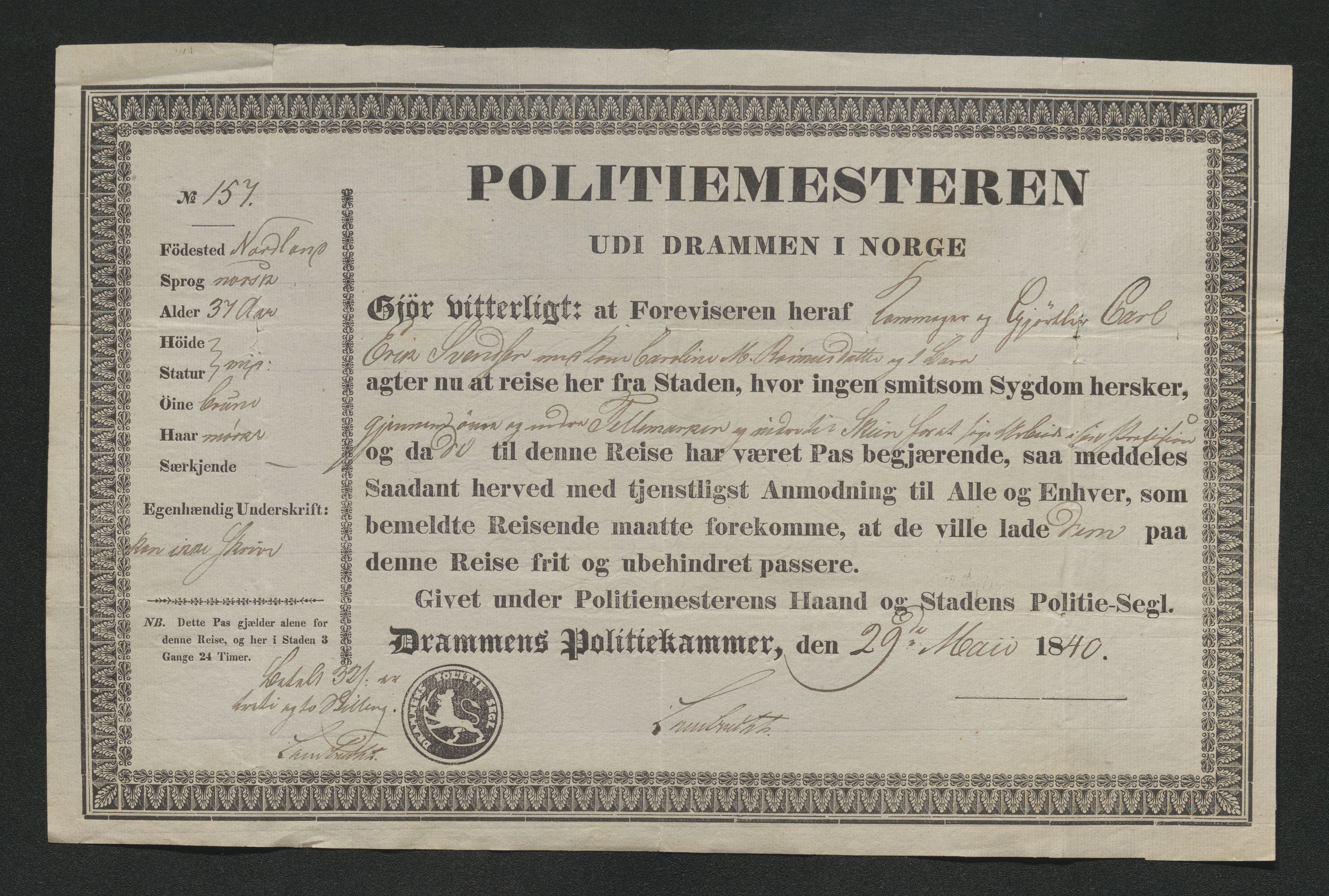 Drammen politikammer, AV/SAKO-A-623/I/Ia/Iab/L0006: Innleverte pass, 1841-1842, s. 112