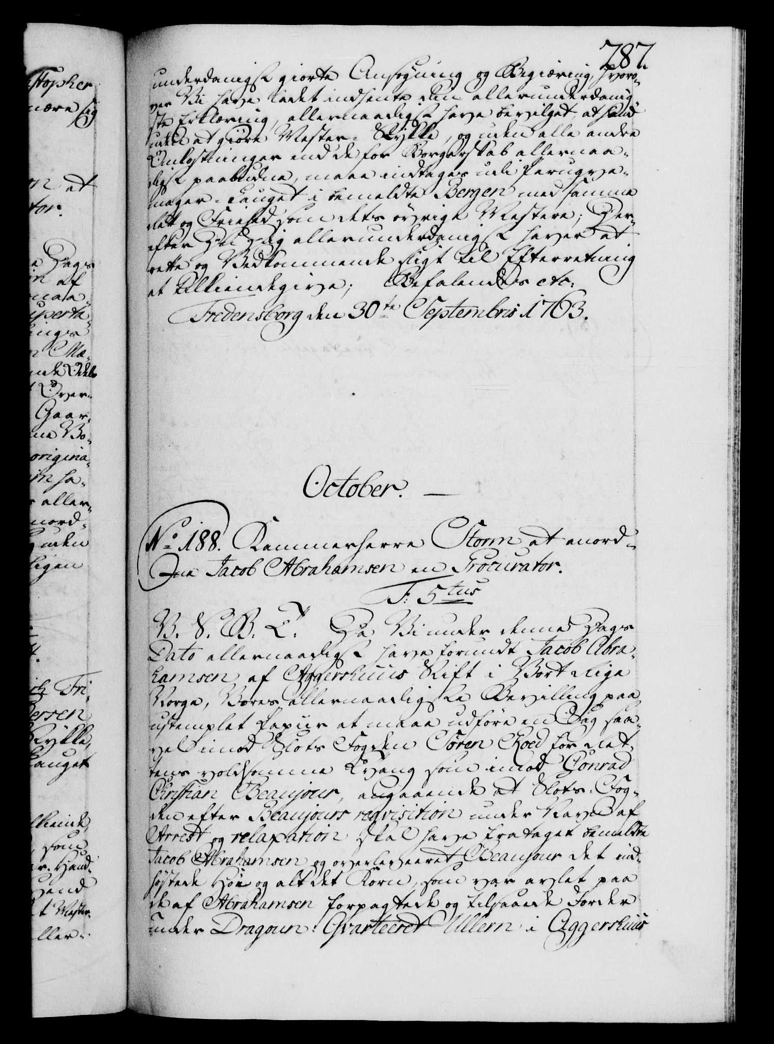 Danske Kanselli 1572-1799, RA/EA-3023/F/Fc/Fca/Fcab/L0037: Norske tegnelser, 1762-1766, s. 287a