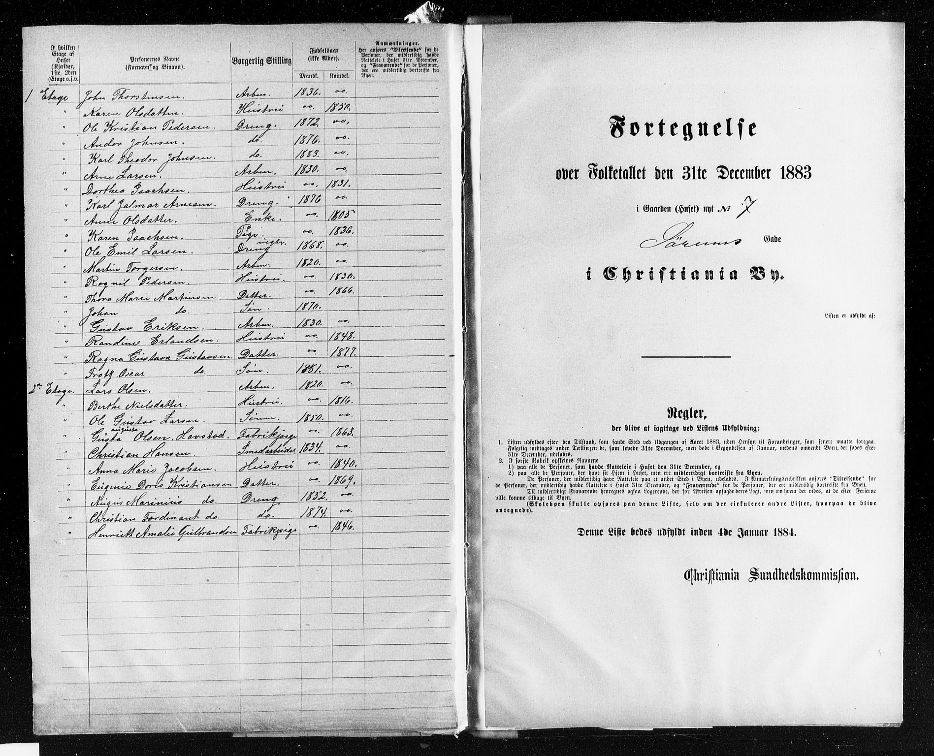 OBA, Kommunal folketelling 31.12.1883 for Kristiania kjøpstad, 1883, s. 4597