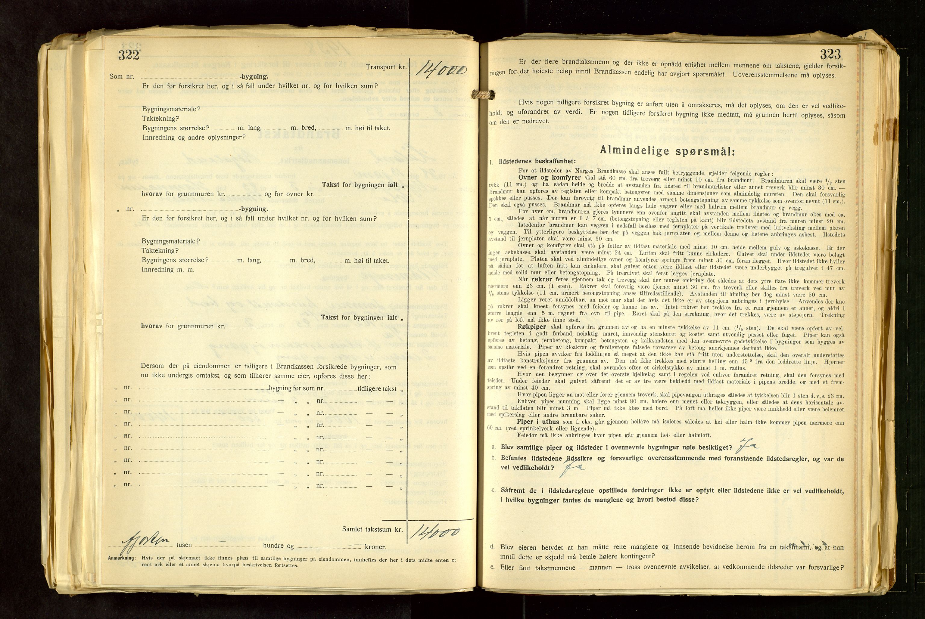 Håland lensmannskontor, AV/SAST-A-100100/Gob/L0011: "Brandtakstprotokoll" - skjematakst. Register i boken., 1936-1938, s. 322-323