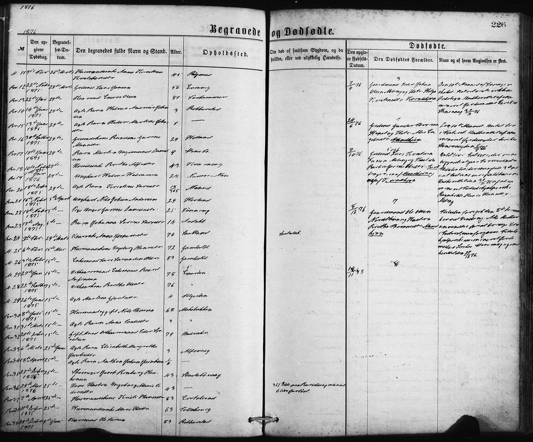Finnås sokneprestembete, SAB/A-99925/H/Ha/Haa/Haaa/L0009: Ministerialbok nr. A 9, 1873-1881, s. 226