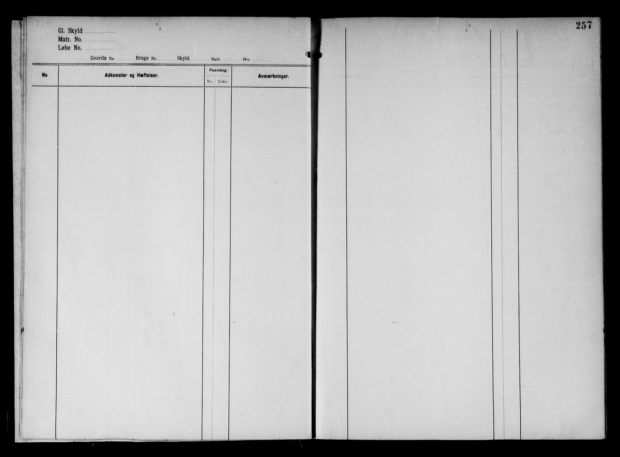 Follo sorenskriveri, SAO/A-10274/G/Gb/Gbd/L0002b: Panteregister nr. IV 2b, 1897-1938, s. 257