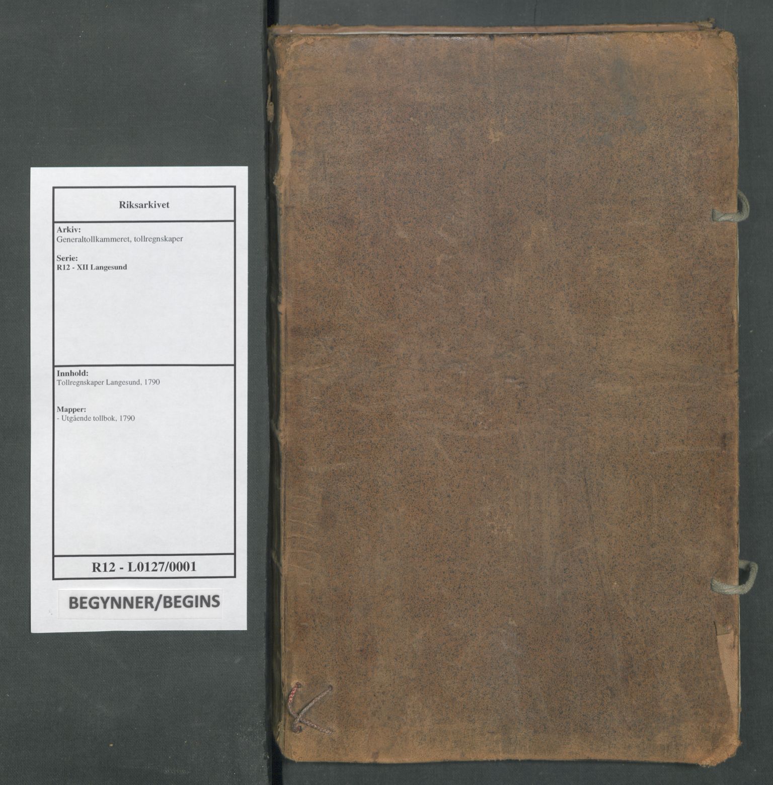 Generaltollkammeret, tollregnskaper, RA/EA-5490/R12/L0127/0001: Tollregnskaper Langesund / Utgående tollbok, 1790
