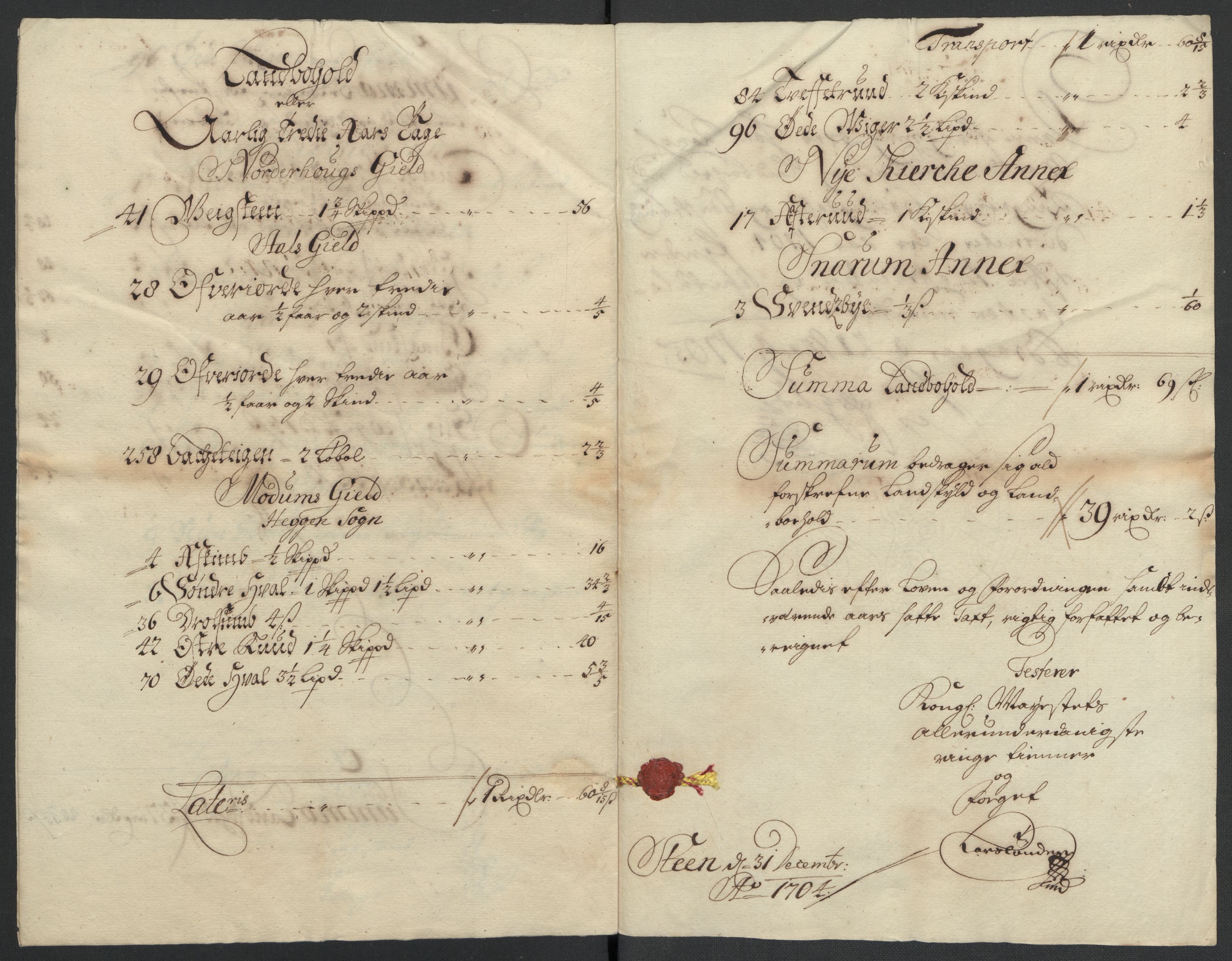 Rentekammeret inntil 1814, Reviderte regnskaper, Fogderegnskap, RA/EA-4092/R22/L1463: Fogderegnskap Ringerike, Hallingdal og Buskerud, 1704, s. 36