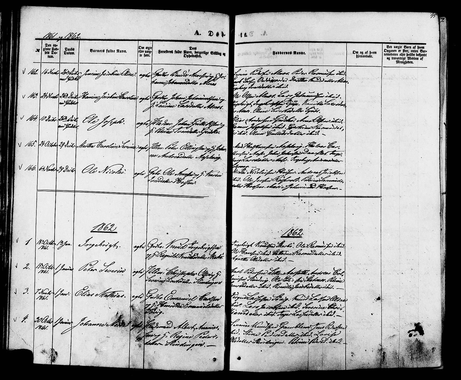 Ministerialprotokoller, klokkerbøker og fødselsregistre - Møre og Romsdal, AV/SAT-A-1454/528/L0398: Ministerialbok nr. 528A09, 1858-1864, s. 45