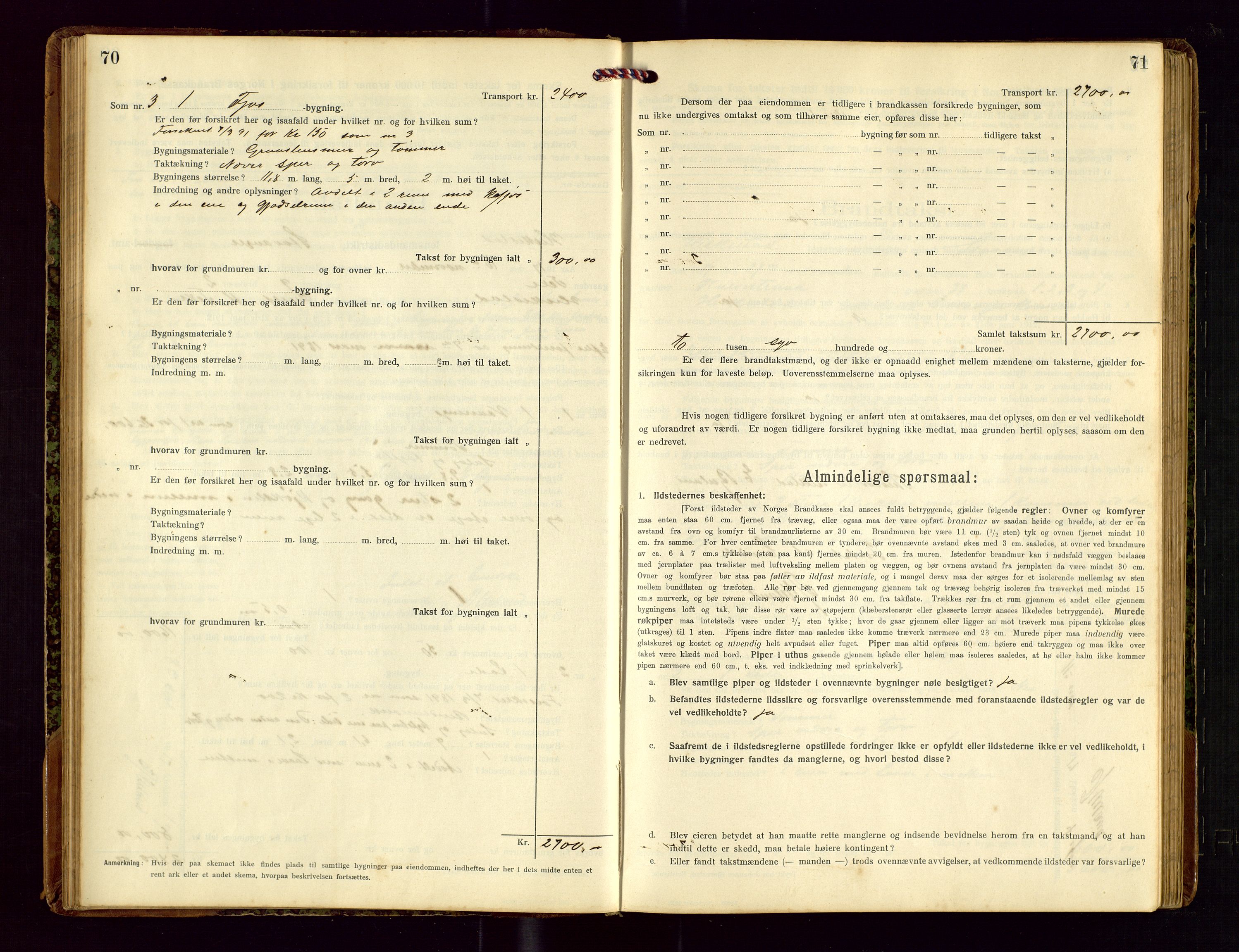 Heskestad lensmannskontor, AV/SAST-A-100304/Gob/L0002: "Brandtakstprotokol", 1915-1922, s. 70-71