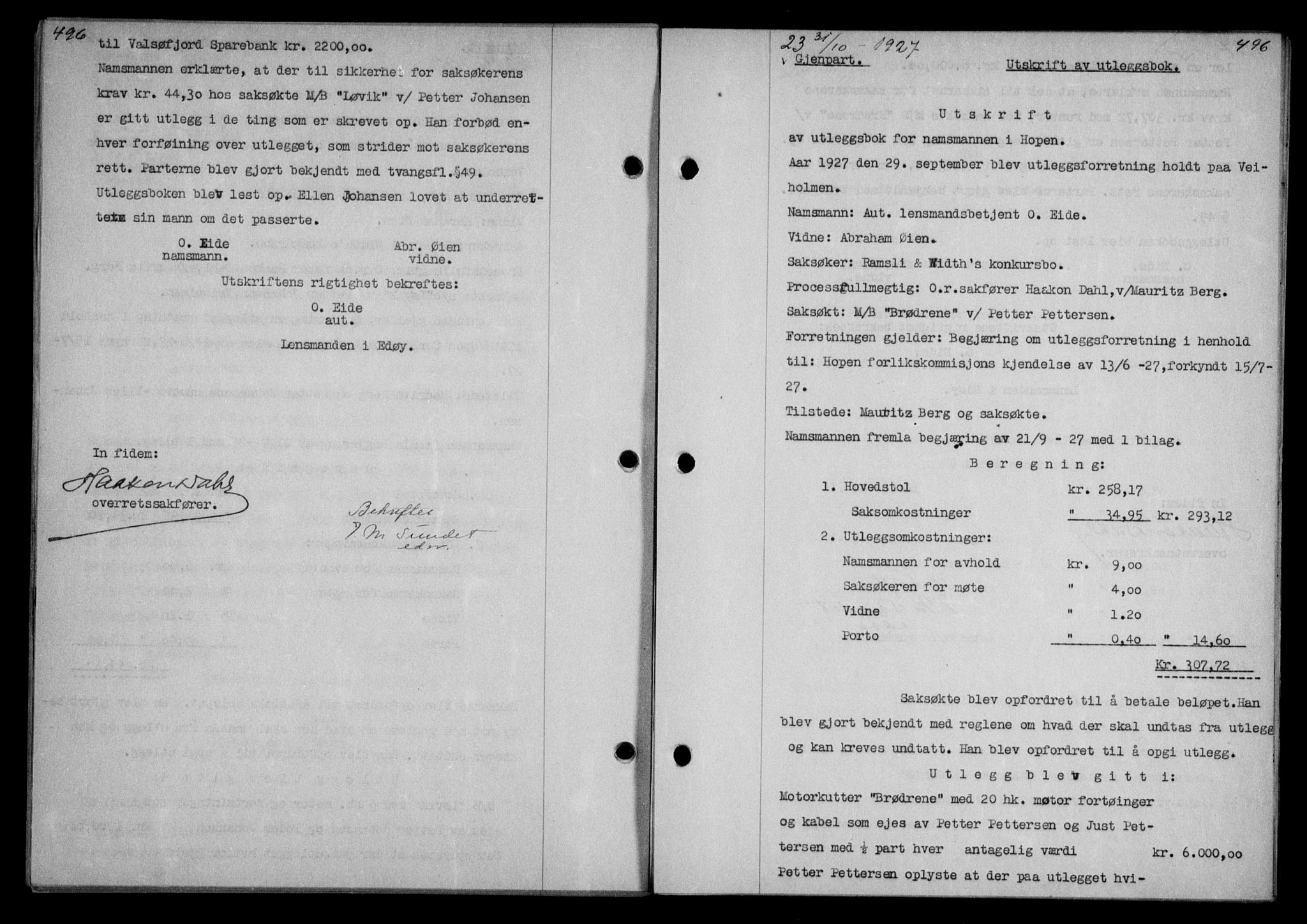 Nordmøre sorenskriveri, AV/SAT-A-4132/1/2/2Ca/L0062: Pantebok nr. 52, 1927-1927, Tingl.dato: 31.10.1927