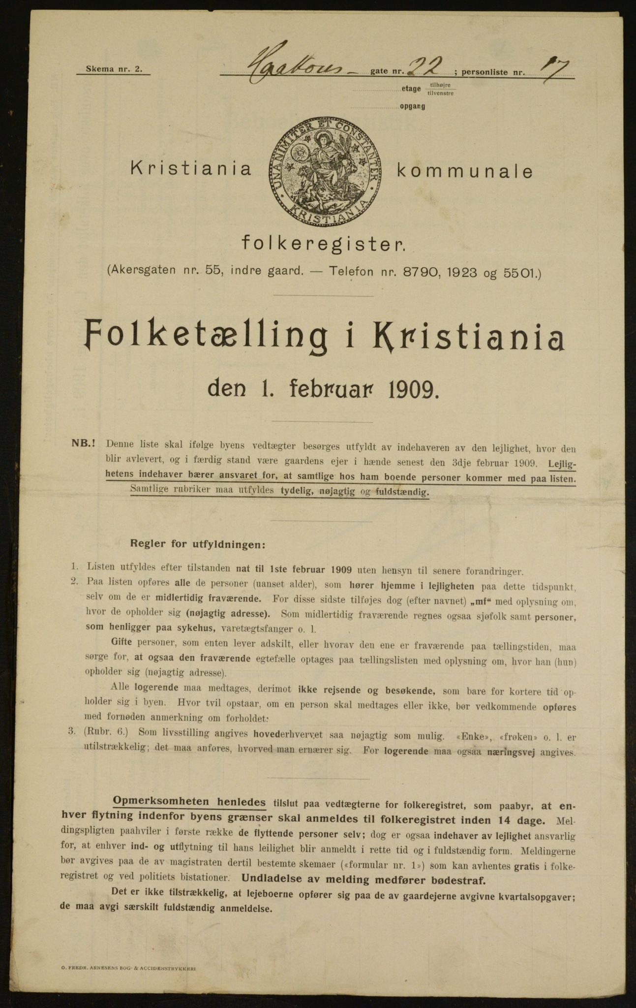 OBA, Kommunal folketelling 1.2.1909 for Kristiania kjøpstad, 1909, s. 39173