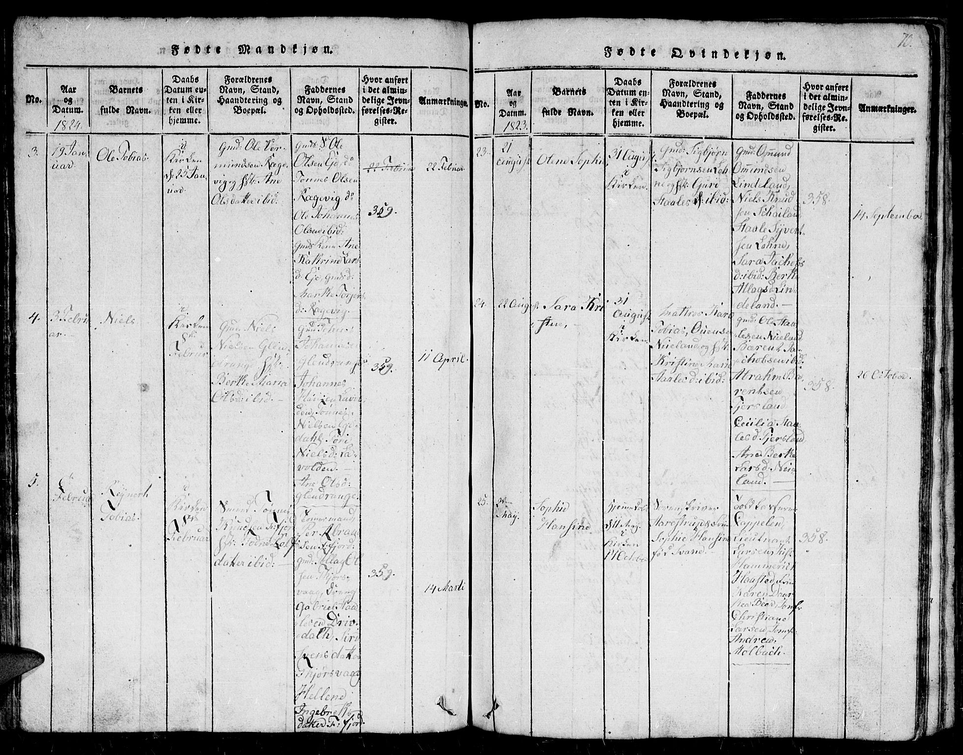 Flekkefjord sokneprestkontor, AV/SAK-1111-0012/F/Fb/Fbc/L0003: Klokkerbok nr. B 3, 1815-1826, s. 70