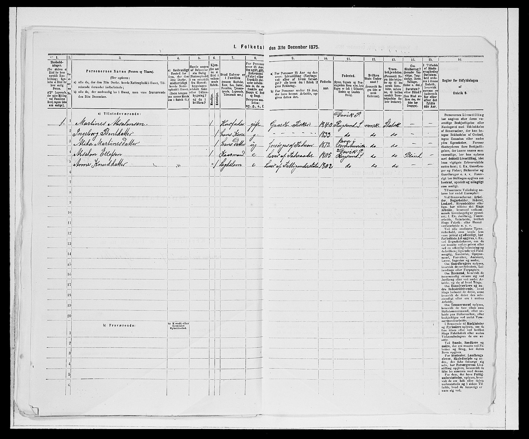 SAB, Folketelling 1875 for 1442P Davik prestegjeld, 1875, s. 565