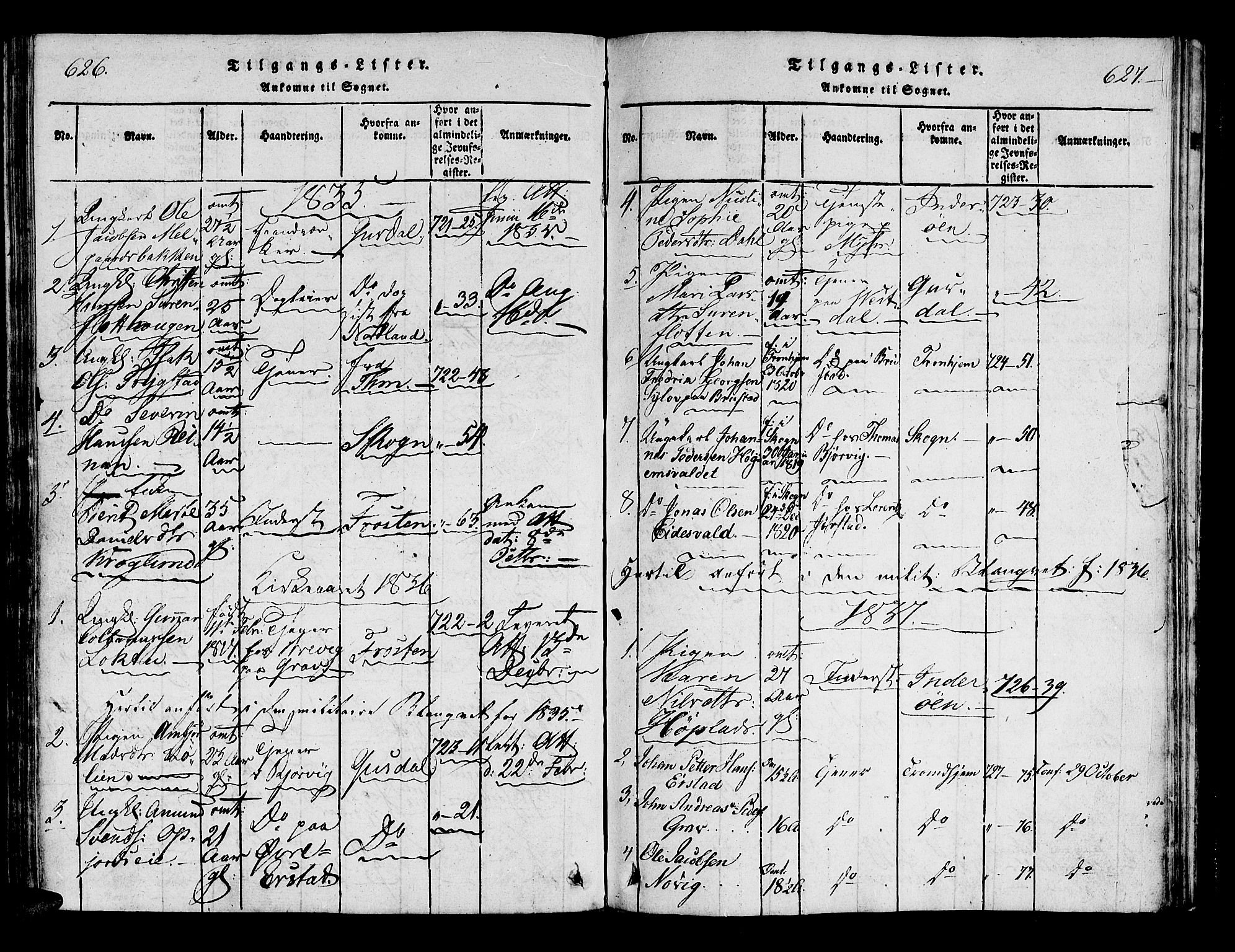 Ministerialprotokoller, klokkerbøker og fødselsregistre - Nord-Trøndelag, SAT/A-1458/722/L0217: Ministerialbok nr. 722A04, 1817-1842, s. 626-627