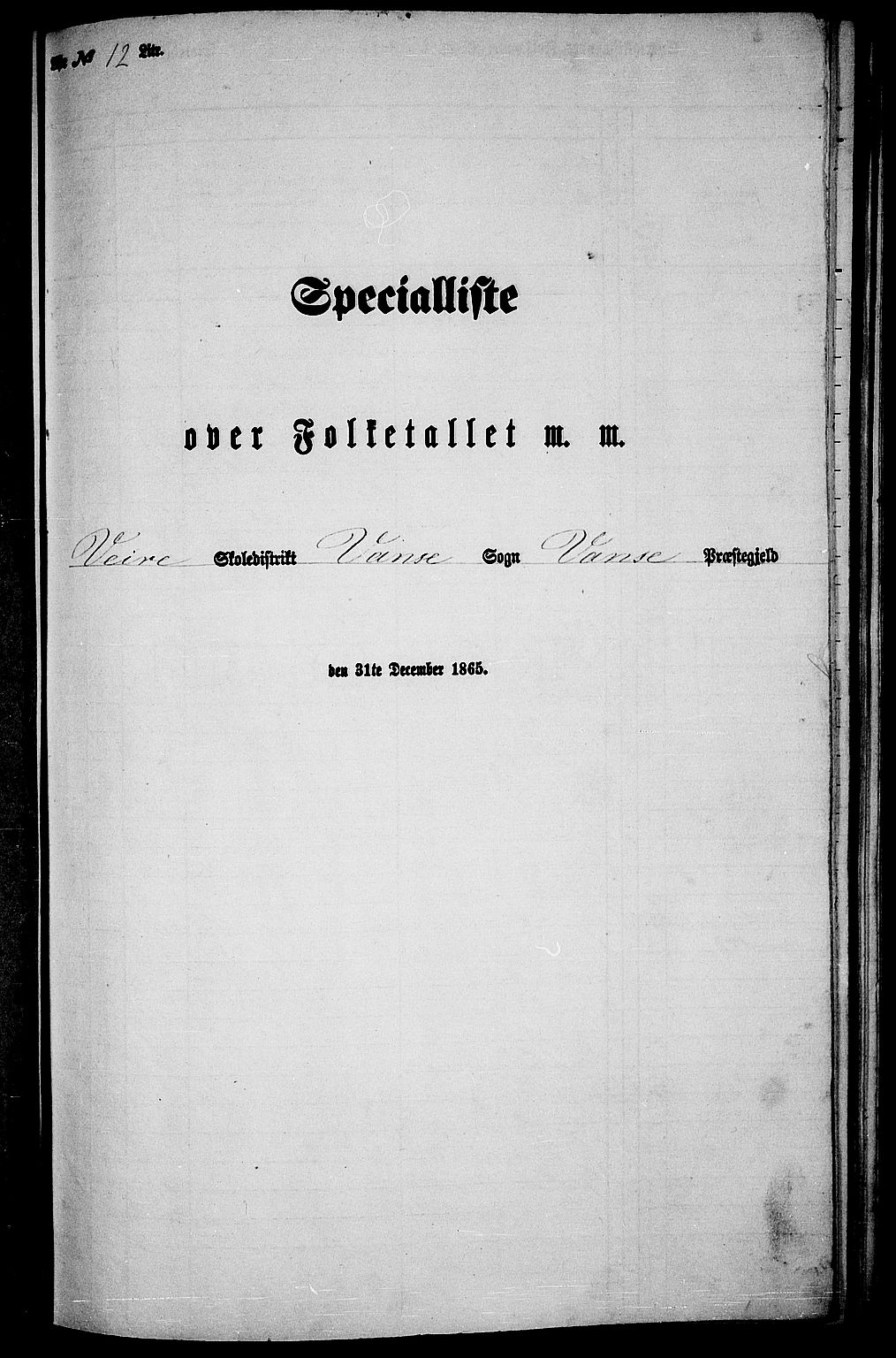 RA, Folketelling 1865 for 1041L Vanse prestegjeld, Vanse sokn og Farsund landsokn, 1865, s. 136