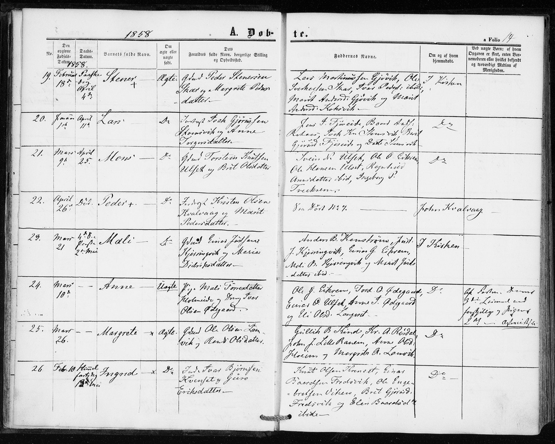 Ministerialprotokoller, klokkerbøker og fødselsregistre - Møre og Romsdal, AV/SAT-A-1454/586/L0985: Ministerialbok nr. 586A11, 1857-1866, s. 14