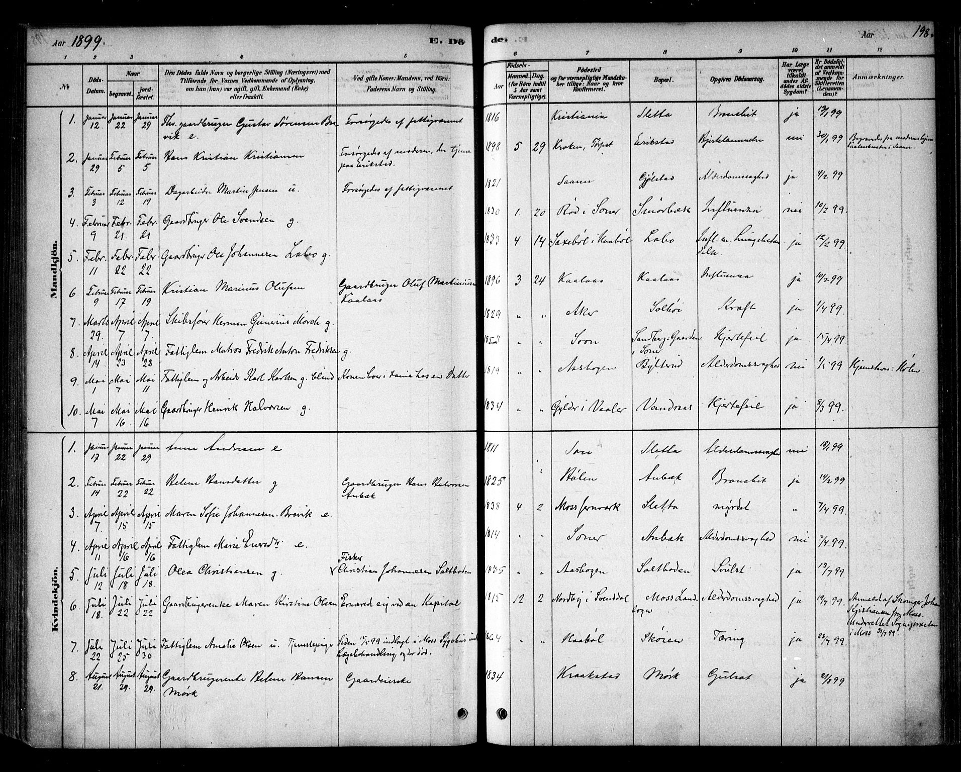 Vestby prestekontor Kirkebøker, AV/SAO-A-10893/F/Fb/L0001: Ministerialbok nr. II 1, 1878-1903, s. 198