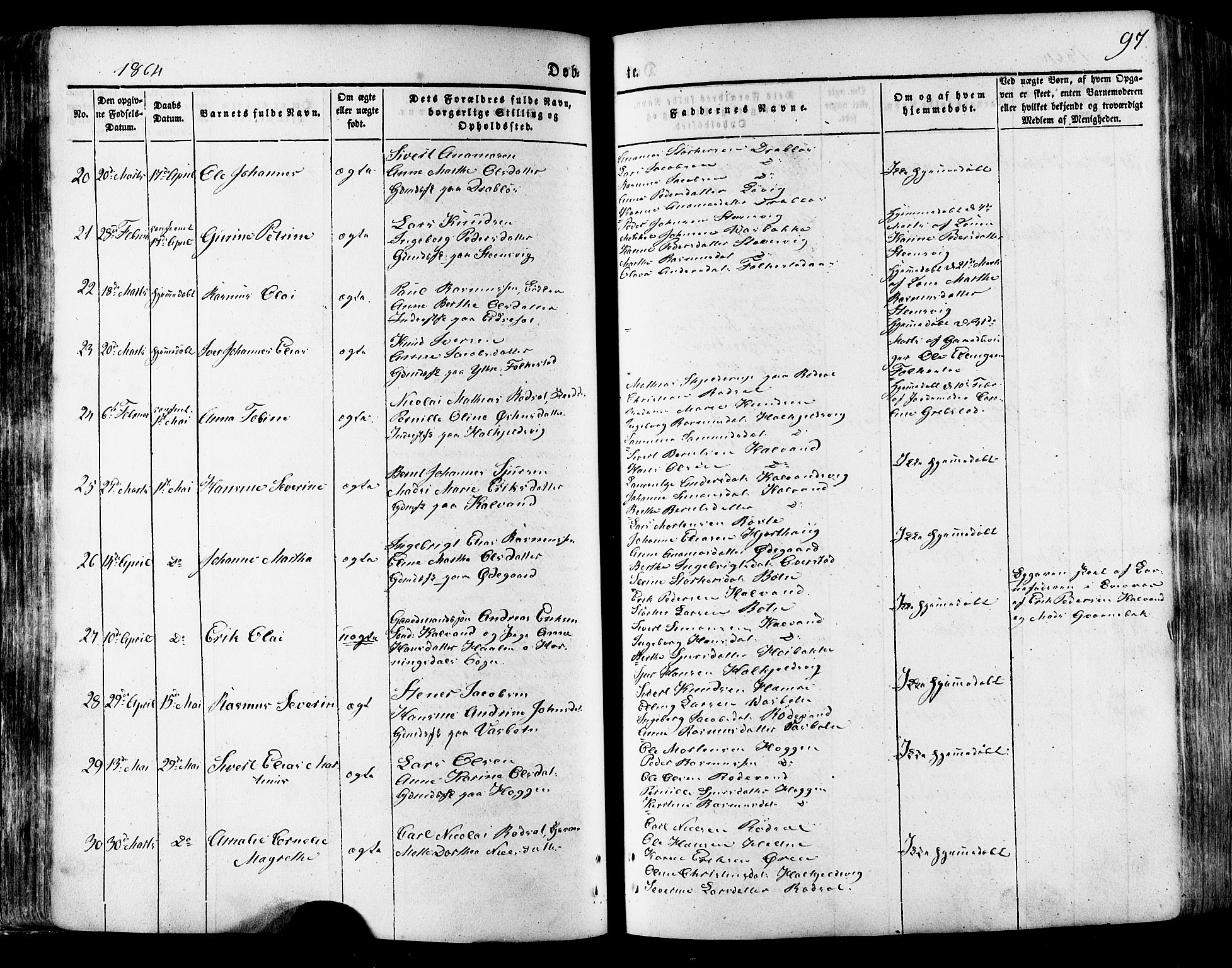 Ministerialprotokoller, klokkerbøker og fødselsregistre - Møre og Romsdal, AV/SAT-A-1454/511/L0140: Ministerialbok nr. 511A07, 1851-1878, s. 97