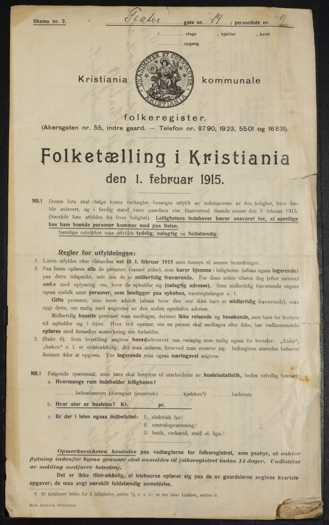 OBA, Kommunal folketelling 1.2.1915 for Kristiania, 1915, s. 107584