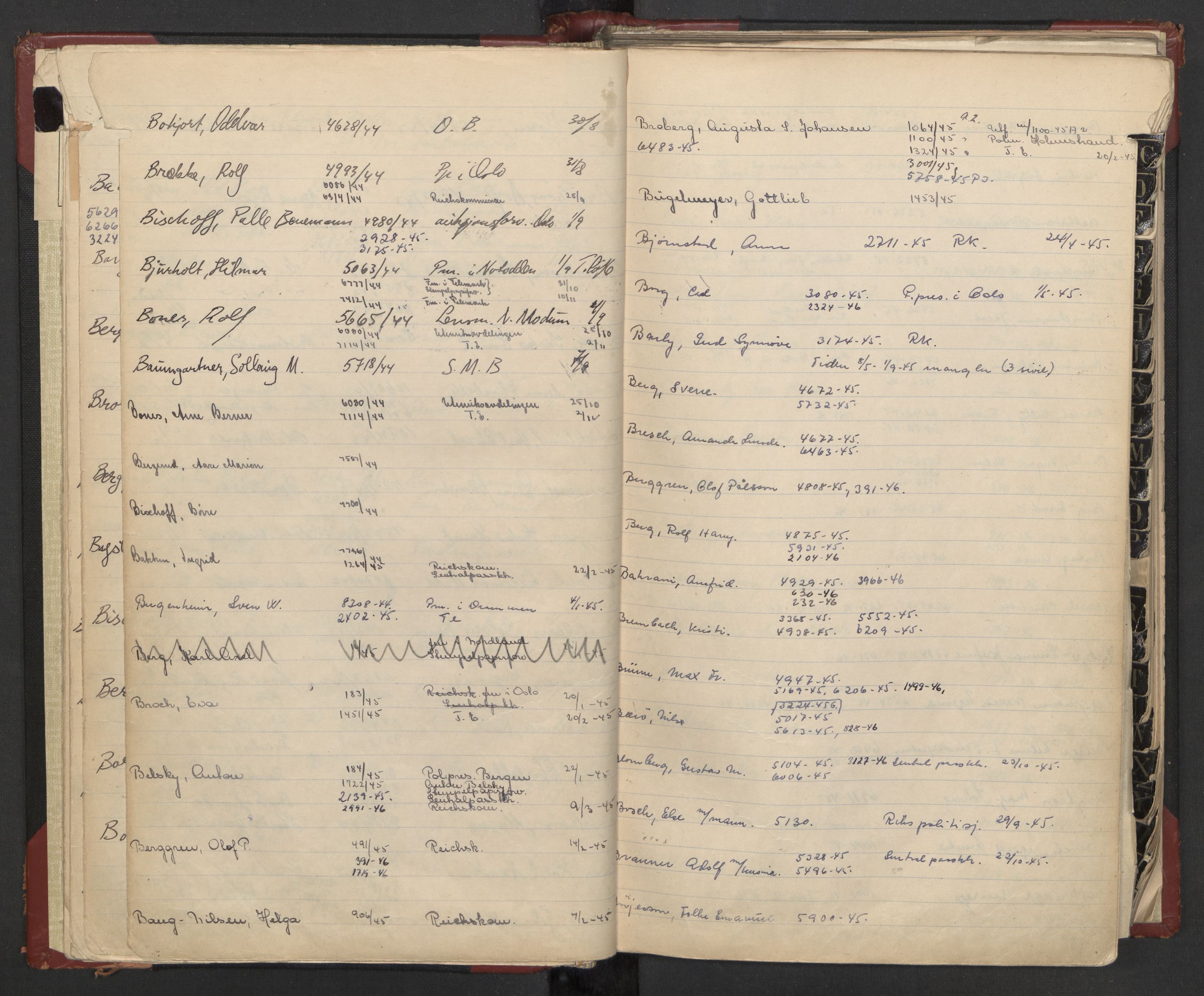 Justisdepartementet, 3. politikontor P3, AV/RA-S-1051/C/Cc/L0002: Journalregister over statsborgersaker, 1940-1946, s. 12