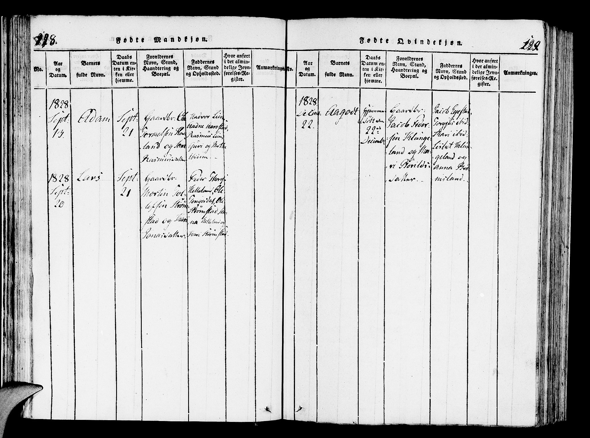 Helleland sokneprestkontor, AV/SAST-A-101810: Ministerialbok nr. A 4, 1815-1834, s. 198-199