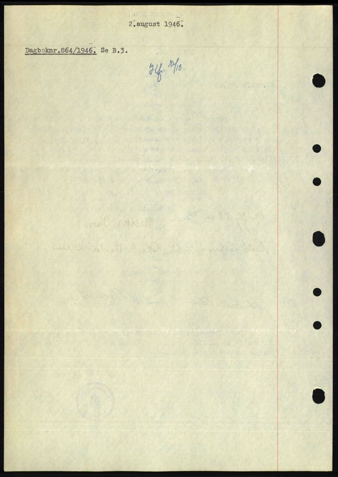 Nedenes sorenskriveri, SAK/1221-0006/G/Gb/Gba/L0055: Pantebok nr. A7, 1946-1946, Dagboknr: 864/1946