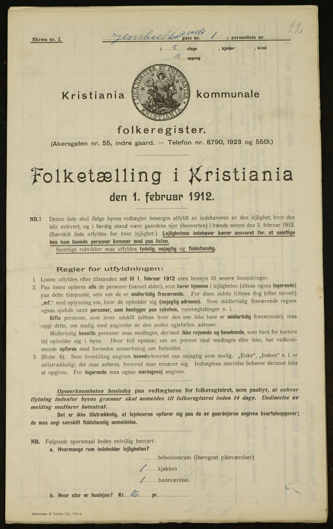 OBA, Kommunal folketelling 1.2.1912 for Kristiania, 1912, s. 45822