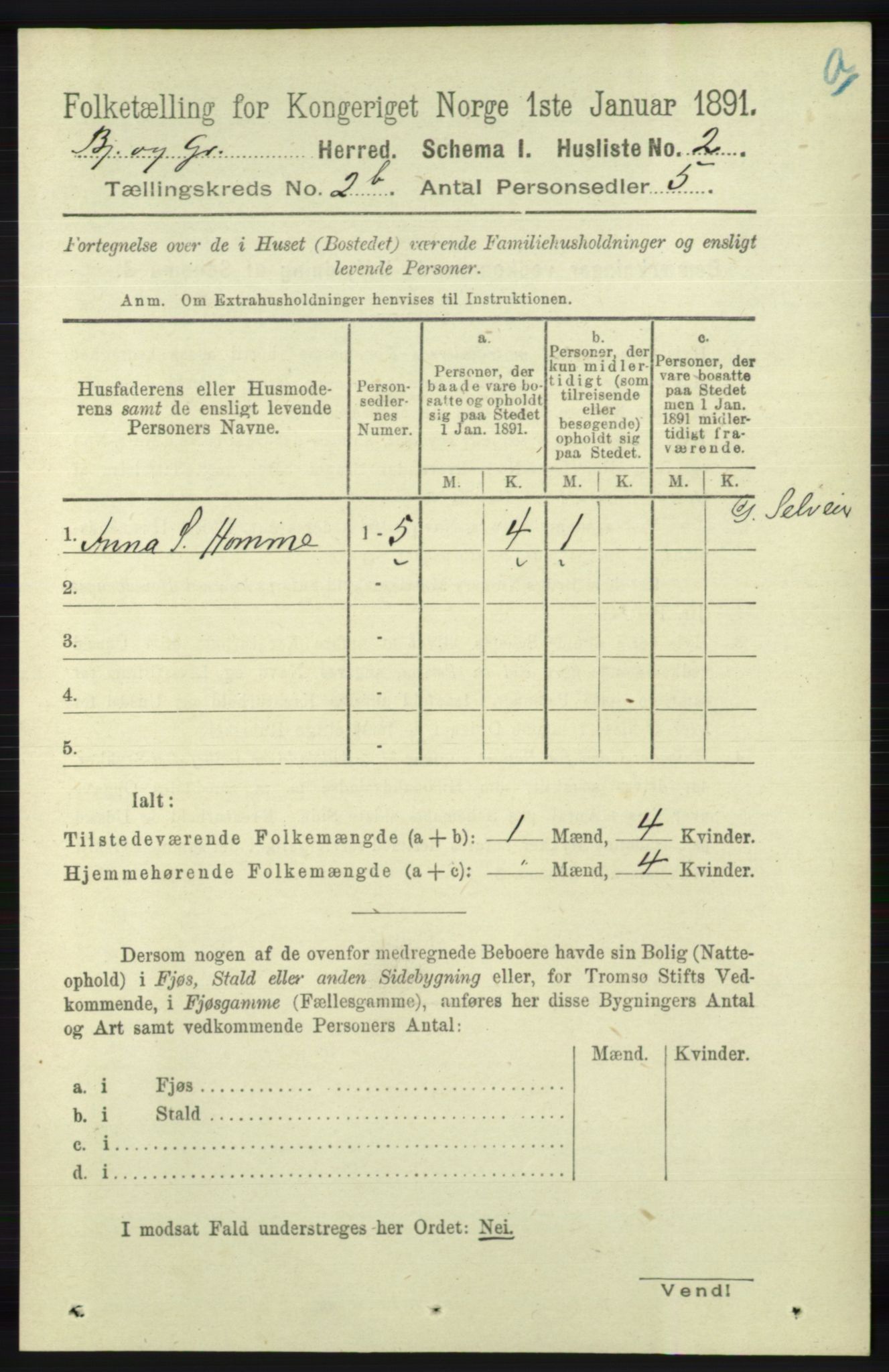 RA, Folketelling 1891 for 1024 Bjelland og Grindheim herred, 1891, s. 1078