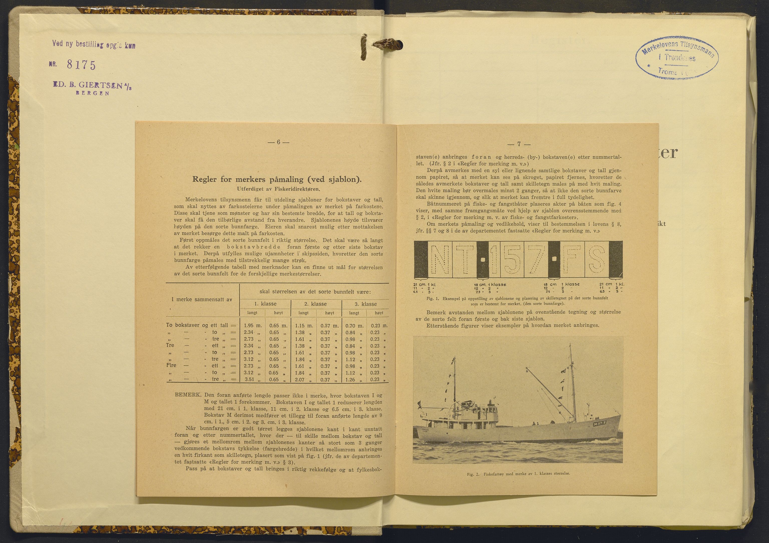 Fiskeridirektoratet - 1 Adm. ledelse - 13 Båtkontoret, AV/SAB-A-2003/I/Ia/Iab/L0085: 135.0232/4  Merkeprotokoll - Trondenes, 1960-1963