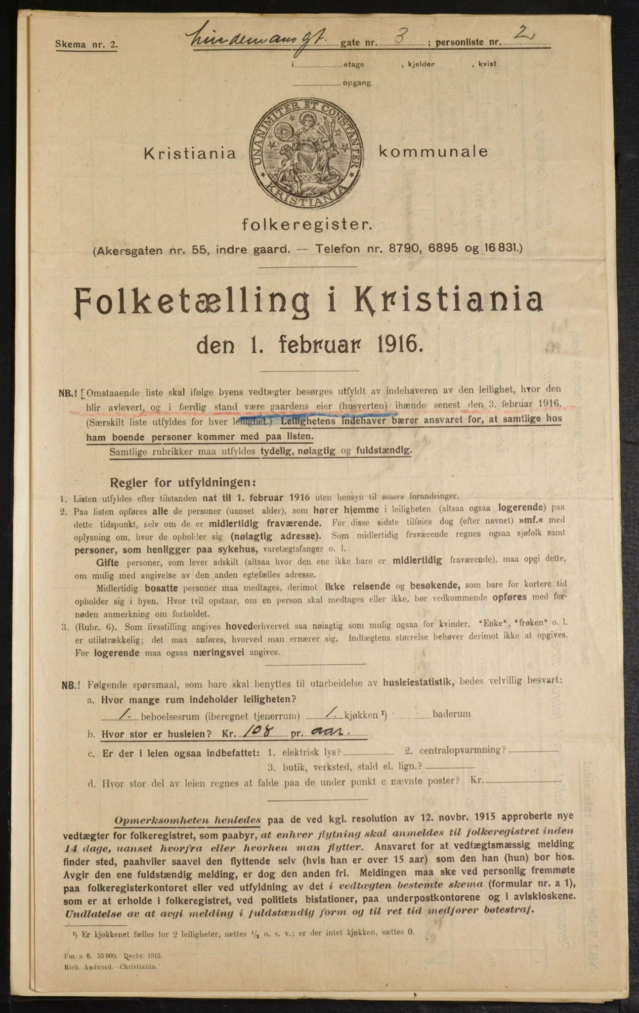 OBA, Kommunal folketelling 1.2.1916 for Kristiania, 1916, s. 58914