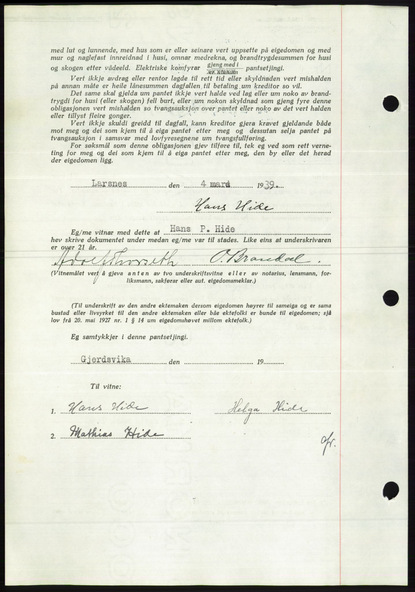 Søre Sunnmøre sorenskriveri, AV/SAT-A-4122/1/2/2C/L0067: Pantebok nr. 61, 1938-1939, Dagboknr: 347/1939