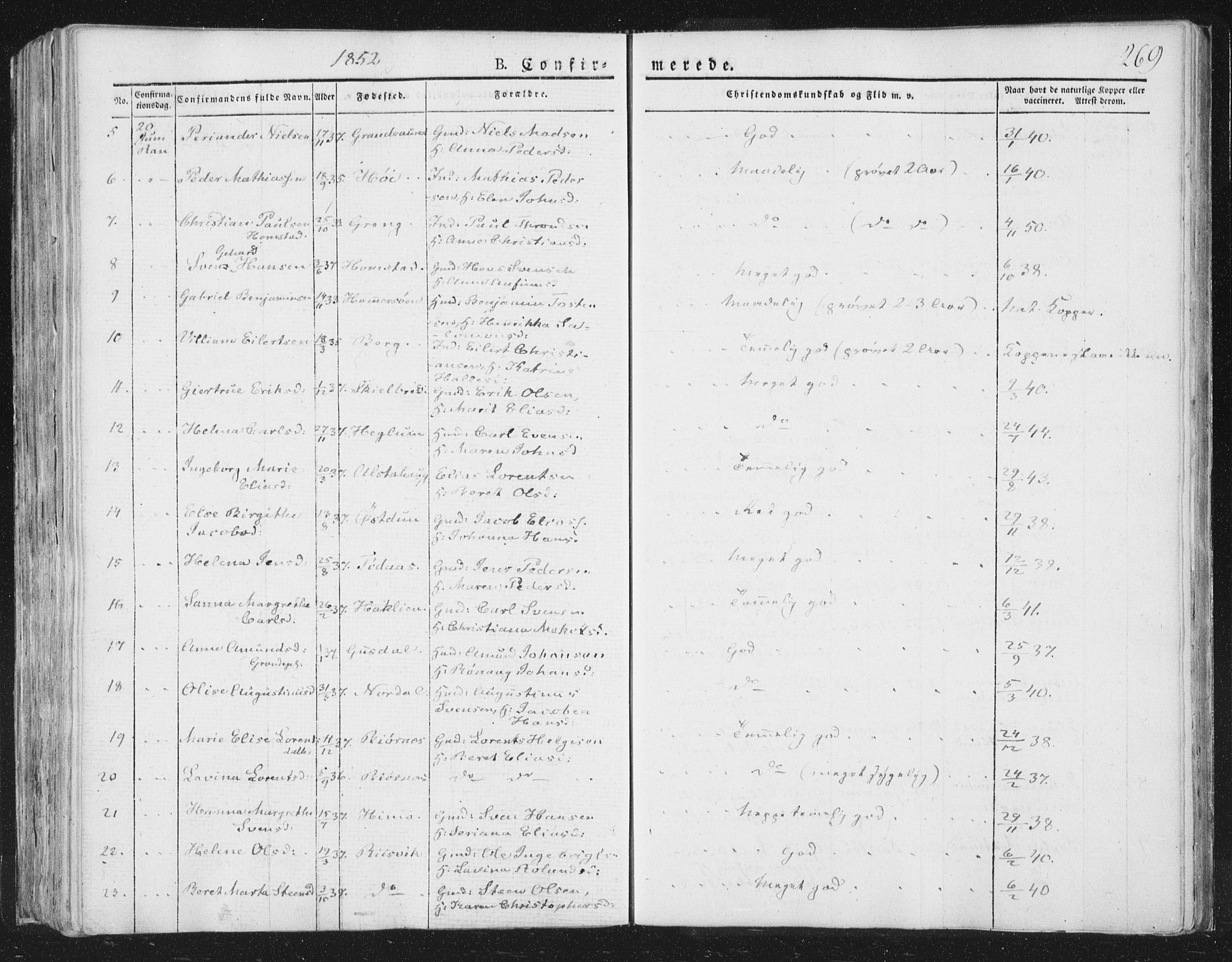 Ministerialprotokoller, klokkerbøker og fødselsregistre - Nord-Trøndelag, SAT/A-1458/764/L0551: Ministerialbok nr. 764A07a, 1824-1864, s. 269