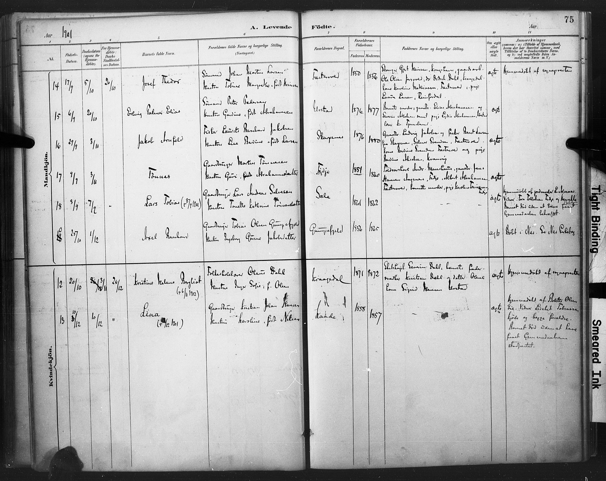 Flekkefjord sokneprestkontor, AV/SAK-1111-0012/F/Fa/Fab/L0006: Ministerialbok nr. A 6, 1886-1901, s. 75