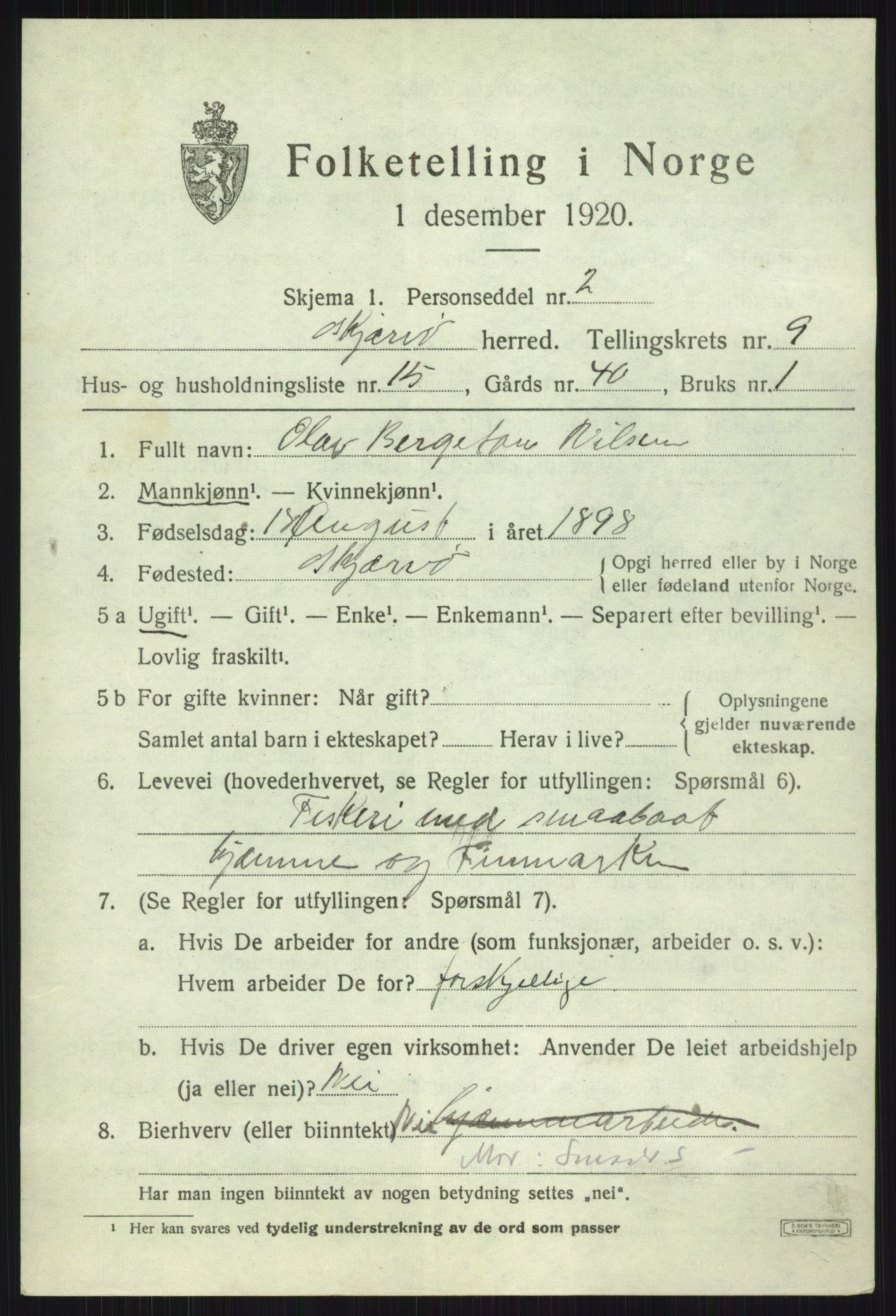 SATØ, Folketelling 1920 for 1941 Skjervøy herred, 1920, s. 5293
