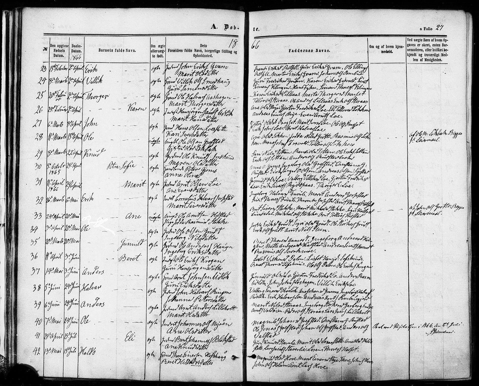 Ministerialprotokoller, klokkerbøker og fødselsregistre - Sør-Trøndelag, SAT/A-1456/672/L0856: Ministerialbok nr. 672A08, 1861-1881, s. 27