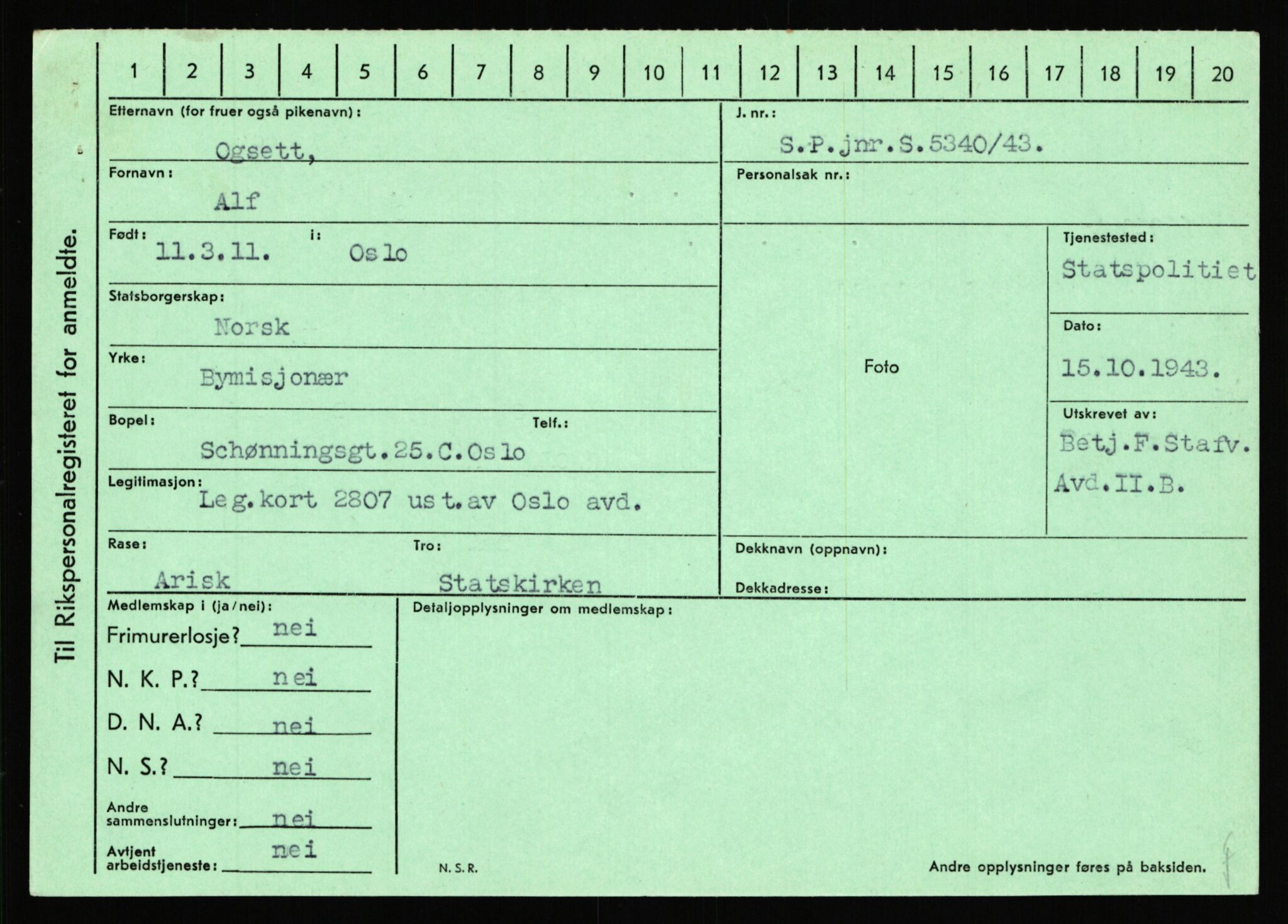 Statspolitiet - Hovedkontoret / Osloavdelingen, AV/RA-S-1329/C/Ca/L0012: Oanæs - Quistgaard	, 1943-1945, s. 142