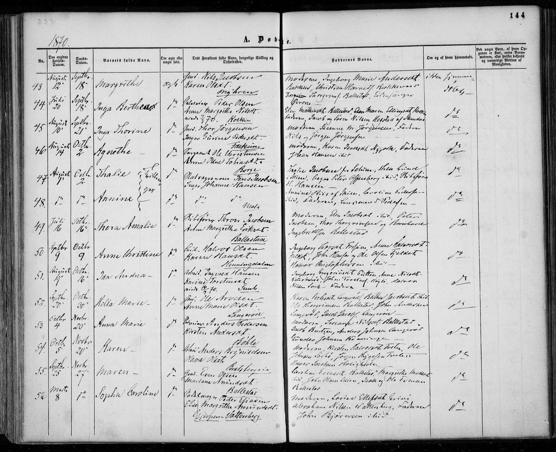 Gjerpen kirkebøker, AV/SAKO-A-265/F/Fa/L0008a: Ministerialbok nr. I 8A, 1857-1871, s. 144