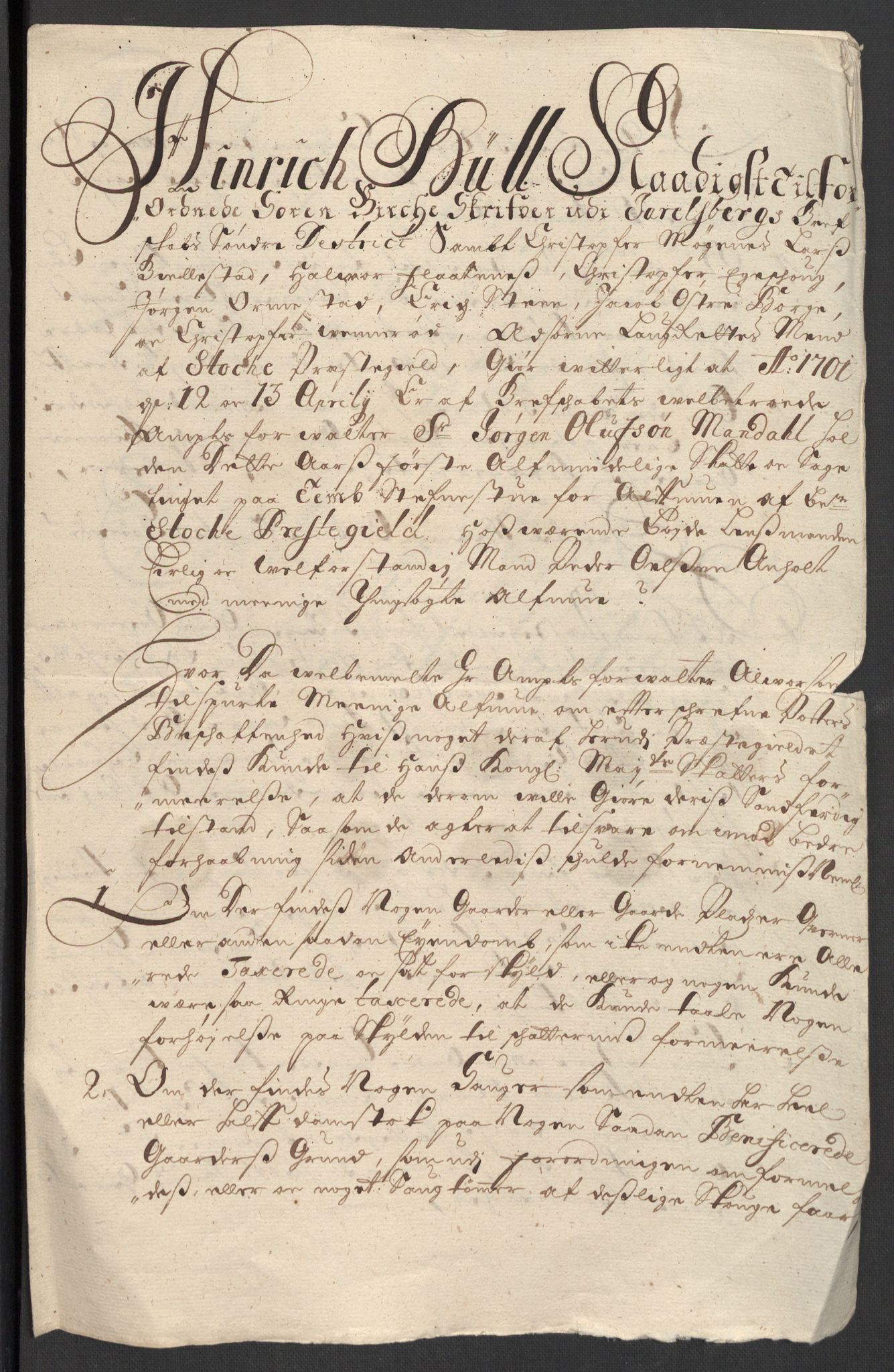 Rentekammeret inntil 1814, Reviderte regnskaper, Fogderegnskap, RA/EA-4092/R32/L1869: Fogderegnskap Jarlsberg grevskap, 1700-1701, s. 285