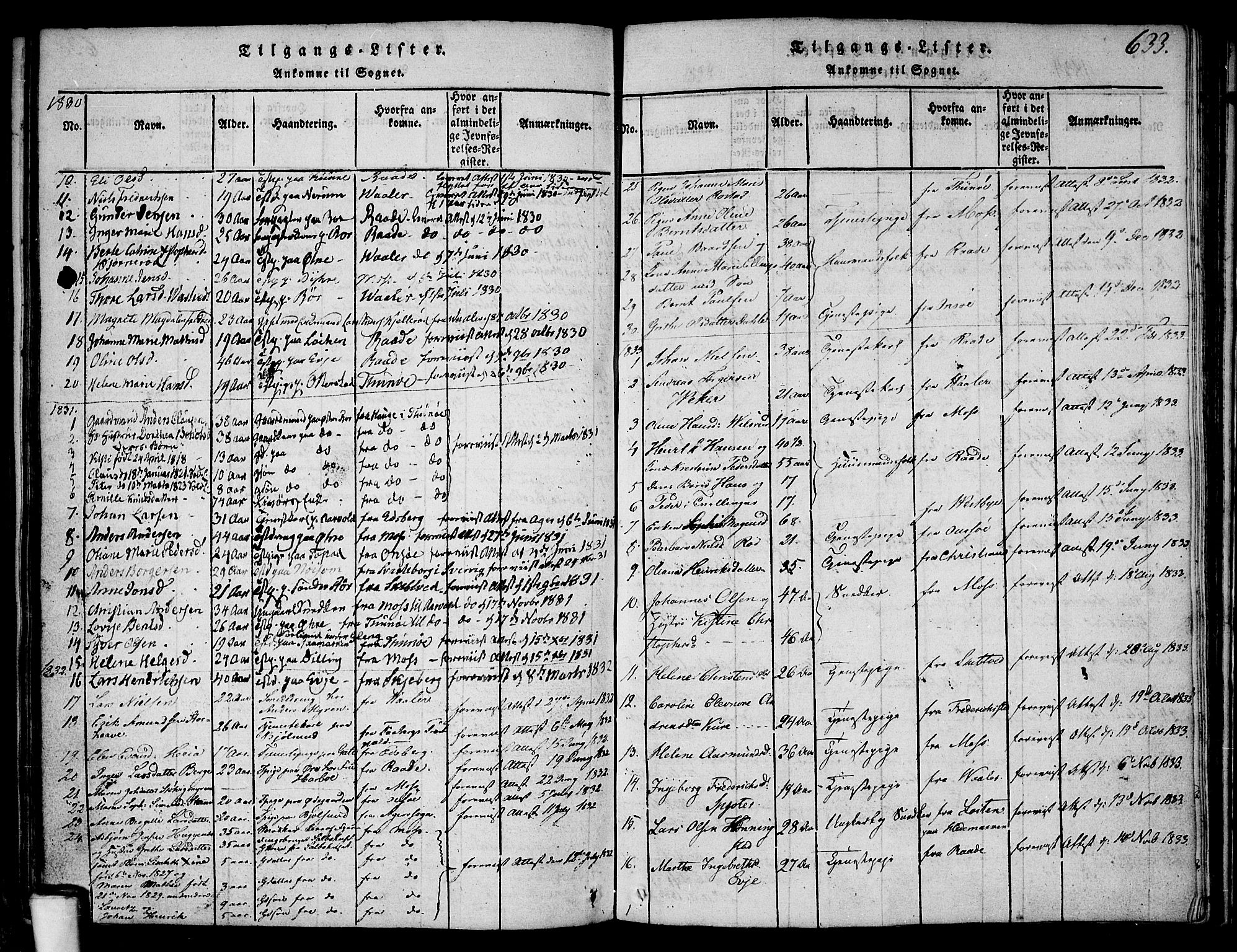 Rygge prestekontor Kirkebøker, AV/SAO-A-10084b/F/Fa/L0003: Ministerialbok nr. 3, 1814-1836, s. 632-633