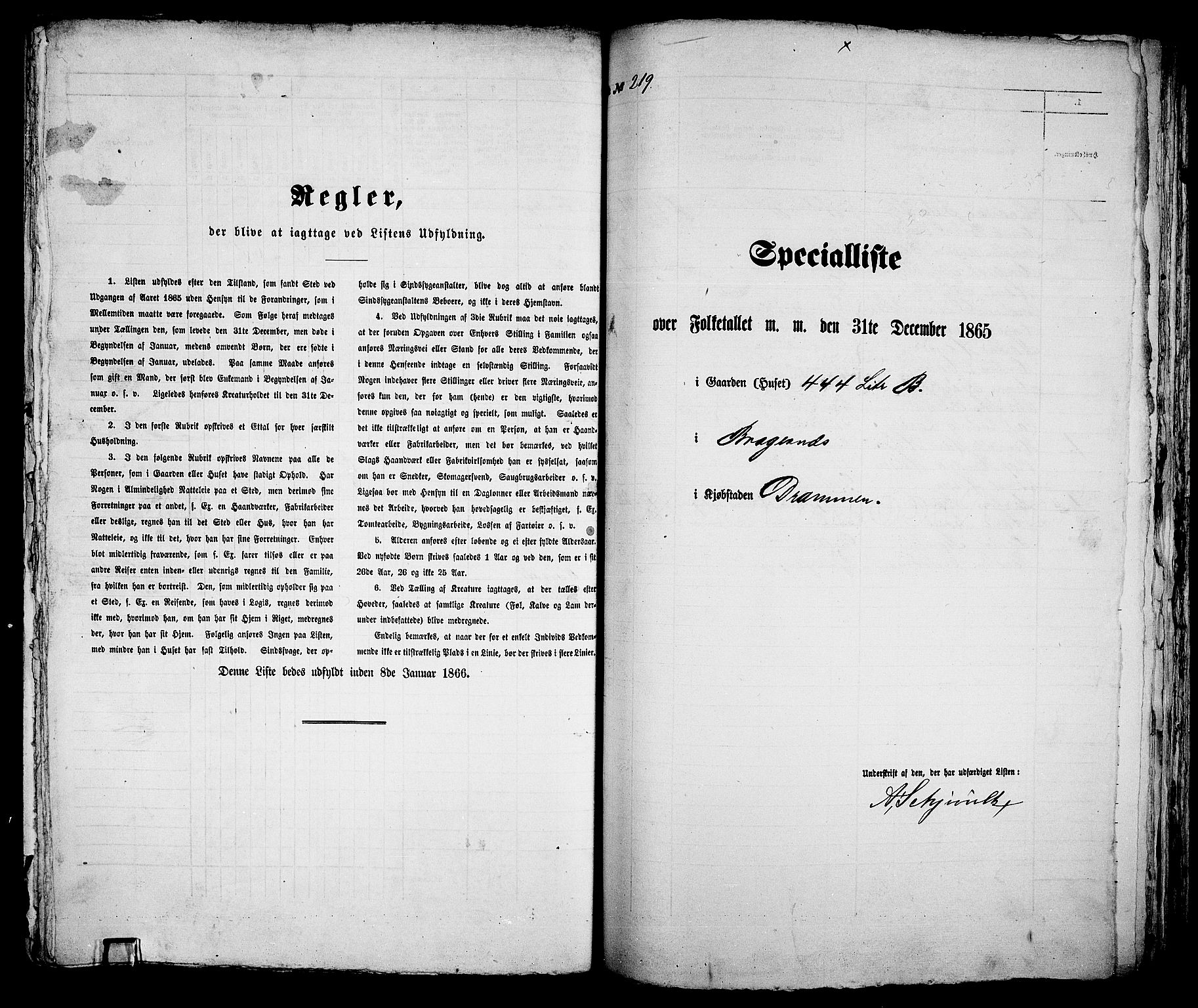 RA, Folketelling 1865 for 0602aB Bragernes prestegjeld i Drammen kjøpstad, 1865, s. 465