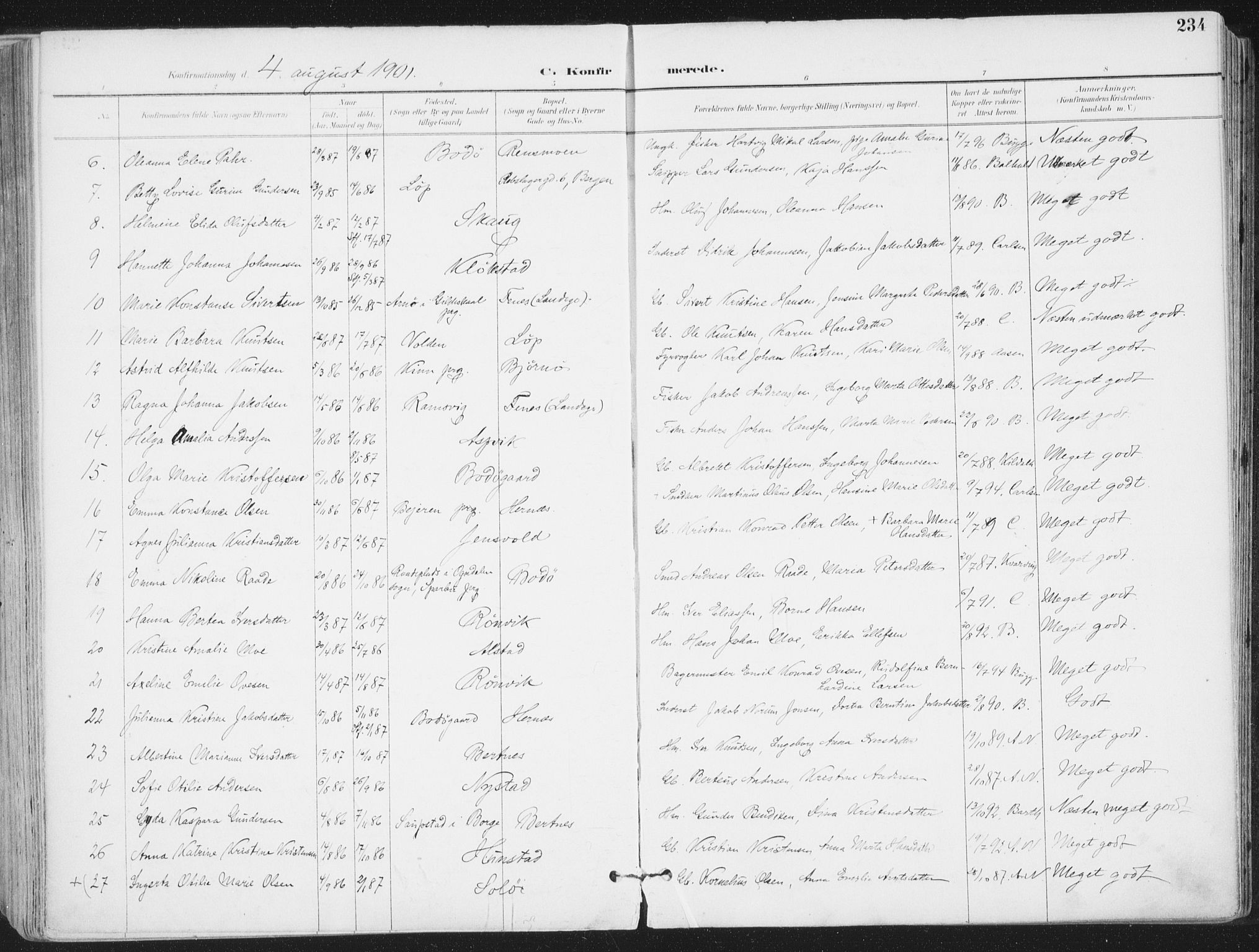 Ministerialprotokoller, klokkerbøker og fødselsregistre - Nordland, AV/SAT-A-1459/802/L0055: Ministerialbok nr. 802A02, 1894-1915, s. 234