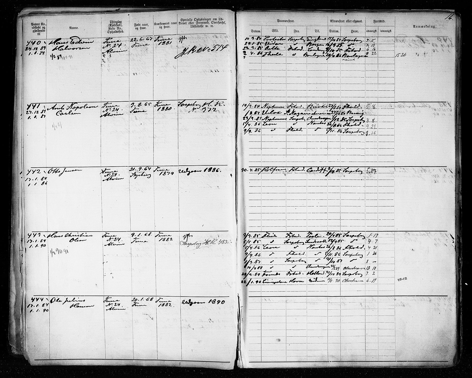 Sarpsborg mønstringskontor, AV/SAO-A-10569c/F/Fc/Fca/L0005: Annotasjonsrulle, 1881-1913, s. 19